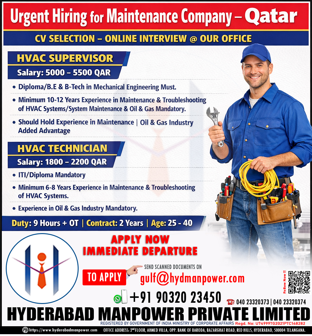 Hiring for Oil & Gas Company Qatar