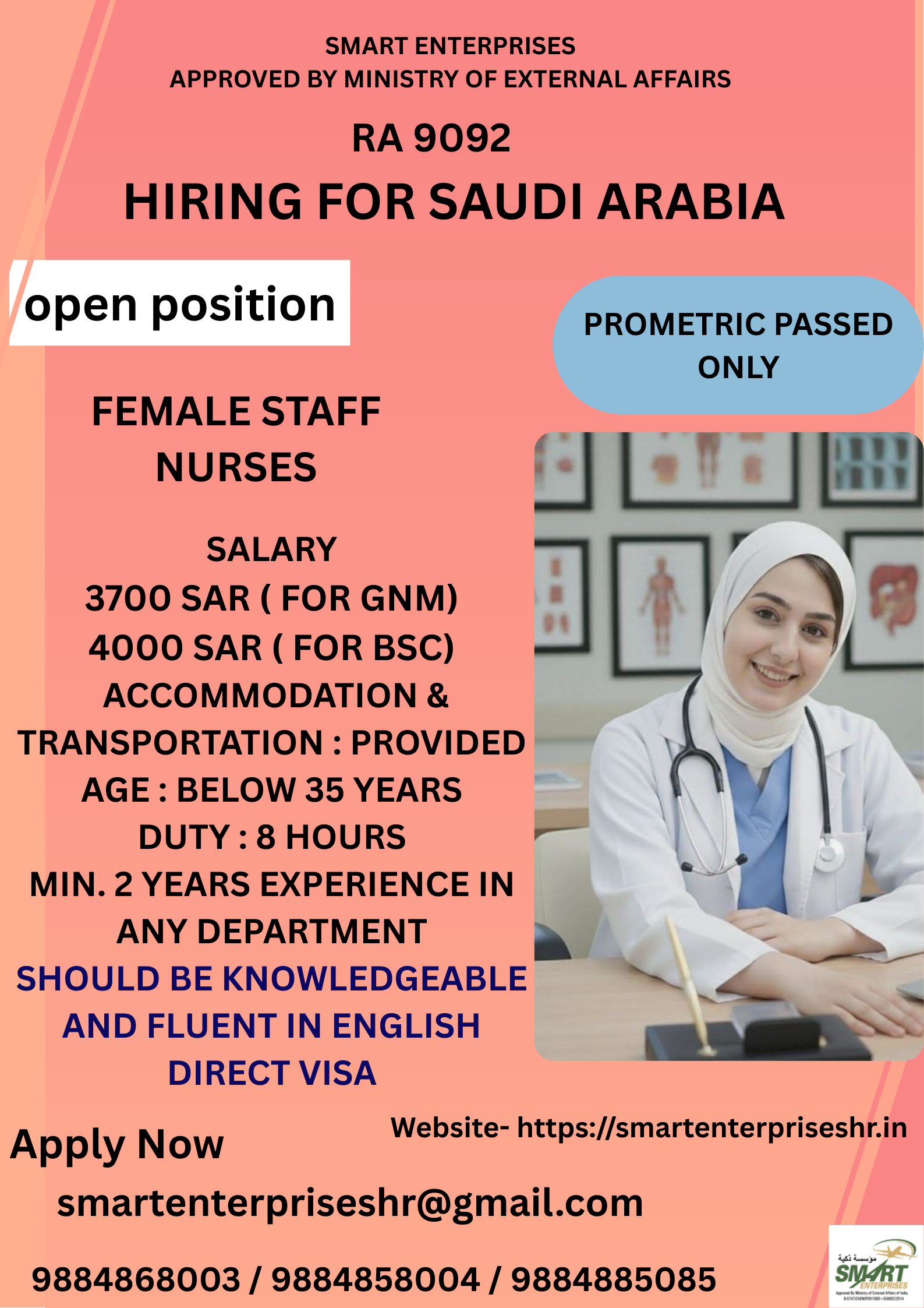 URGENT REQUIREMENT FOR SAUDI ARABIA