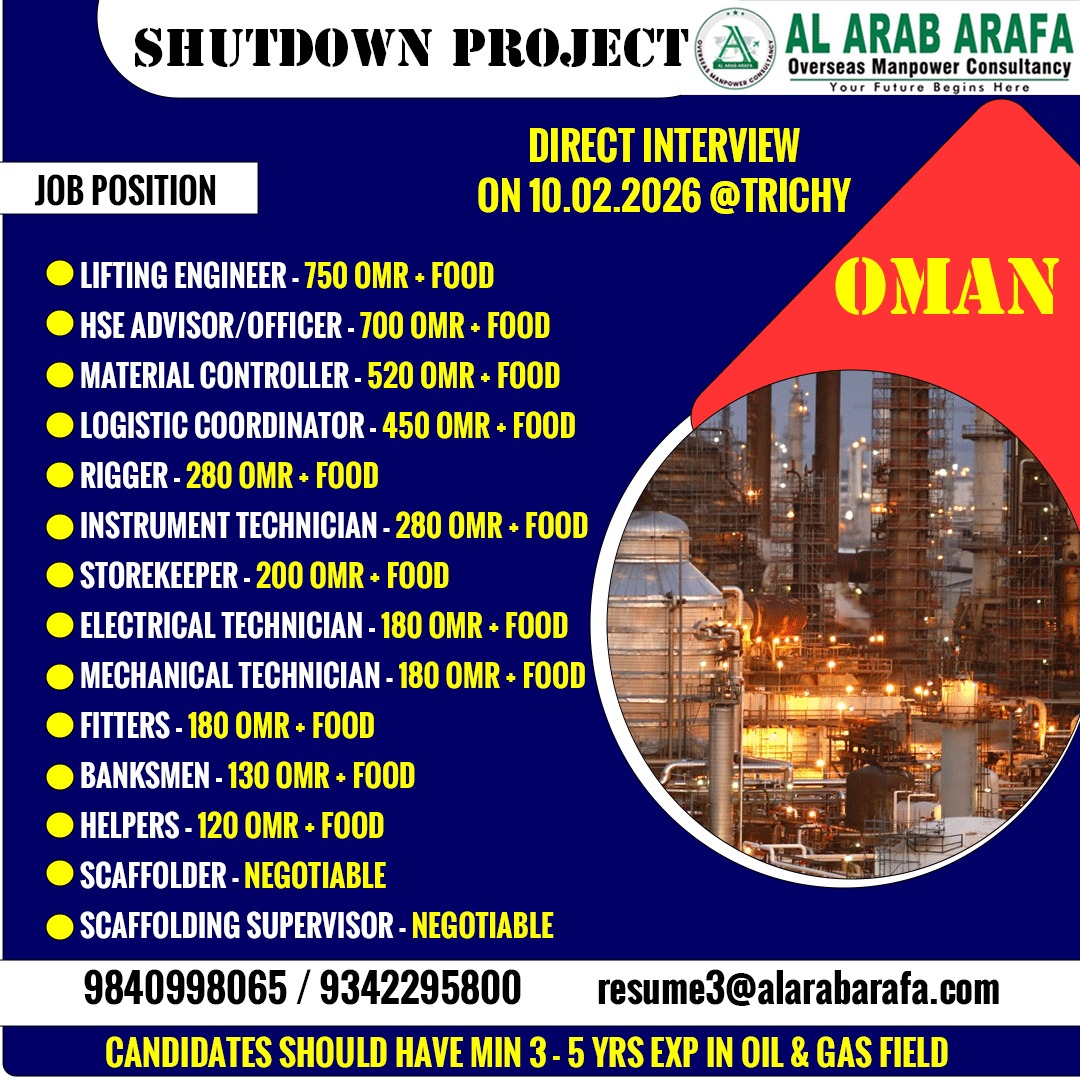 DIRECT INTERVIEW ON 10.02.2026 @ TRICHY