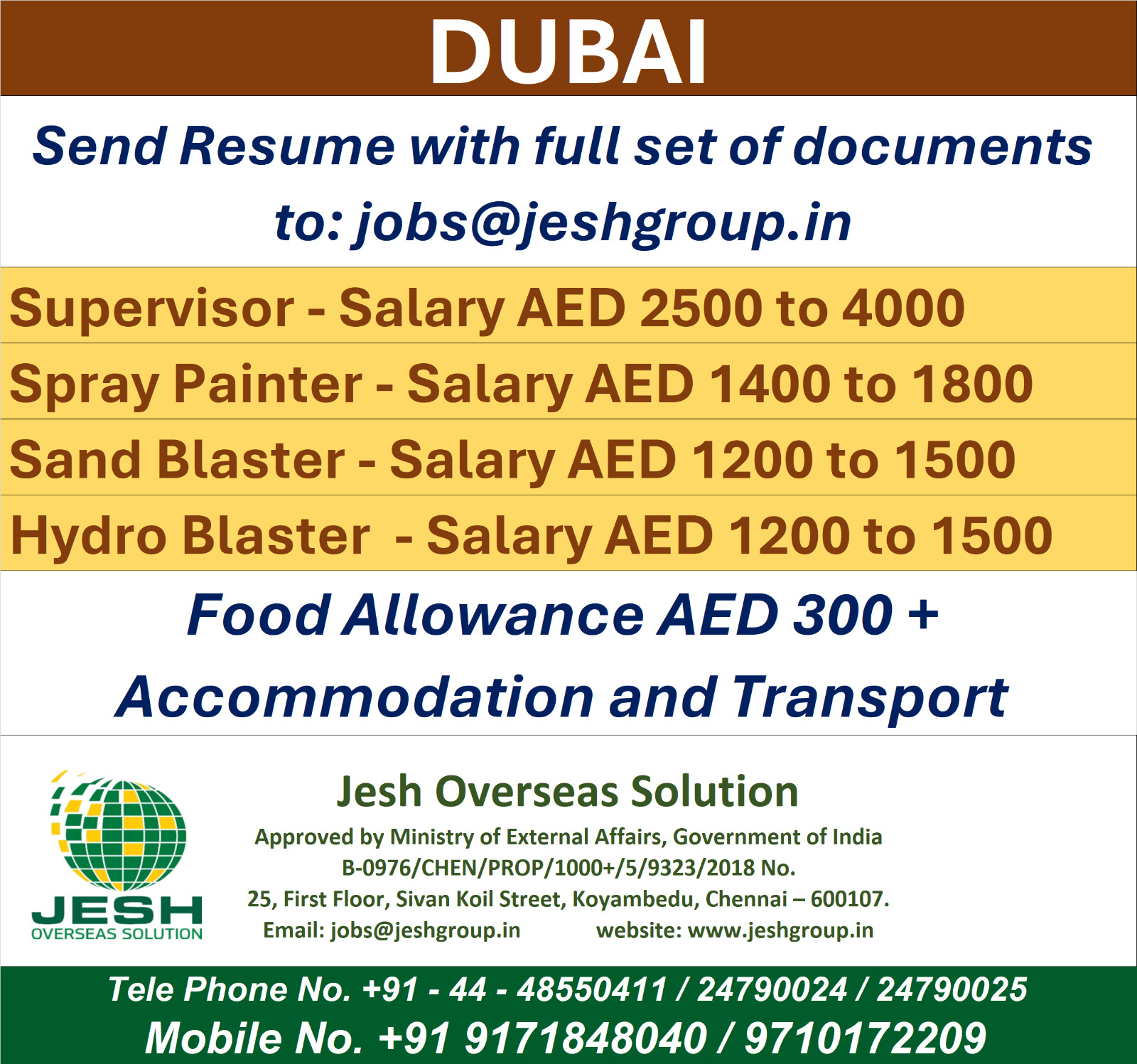 Supervisor, Spray Painter, Sand Blaster & Hydro Blaster