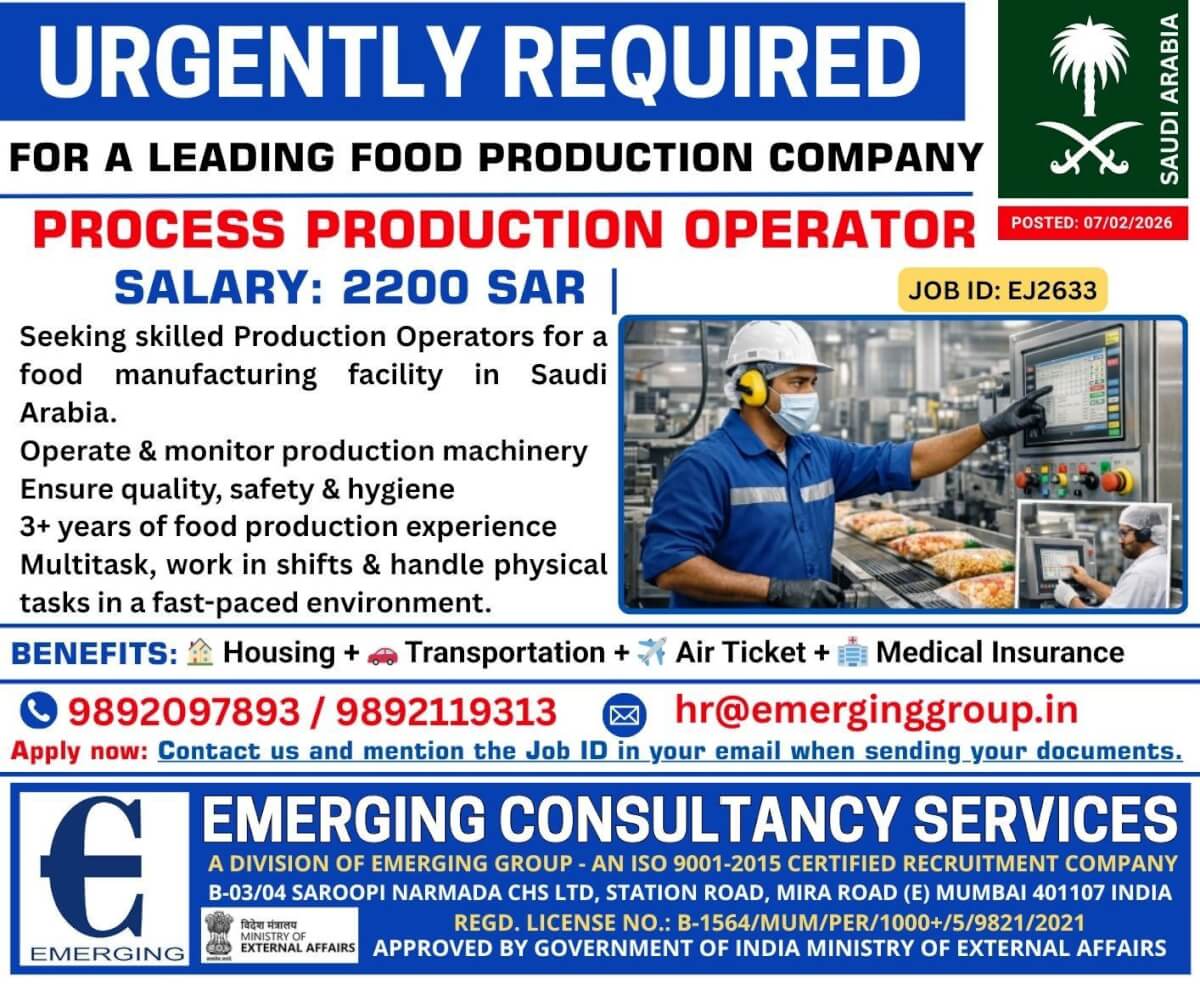 URGENTLY REQUIRED FOR A LEADING FOOD PRODUCTION COMPANY URGENTLY REQUIRED FOR A LEADING FOOD PRODUCTION COMPANY