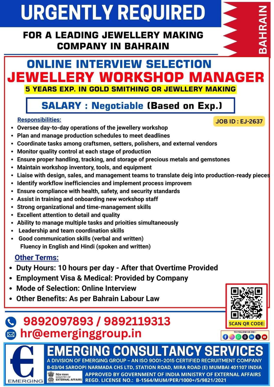 URGENTLY REQUIRED FOR BAHRAIN URGENTLY REQUIRED FOR BAHRAIN