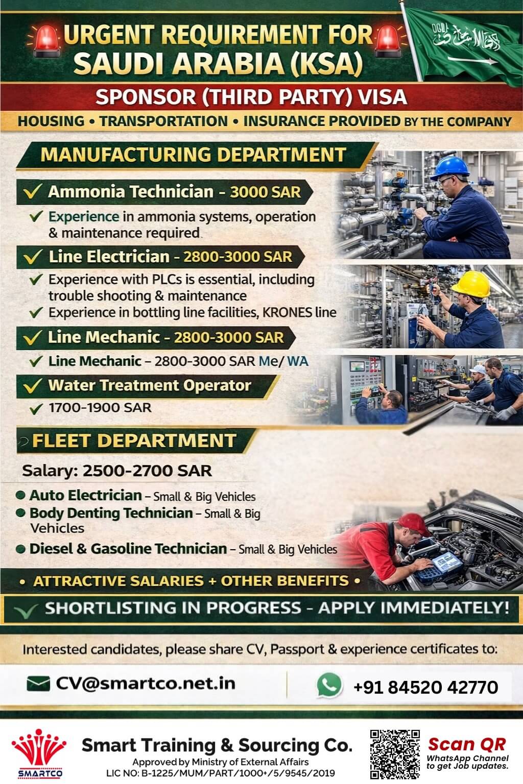 URGENT REQUIREMENT FOR SAUDI ARABIA (KSA)