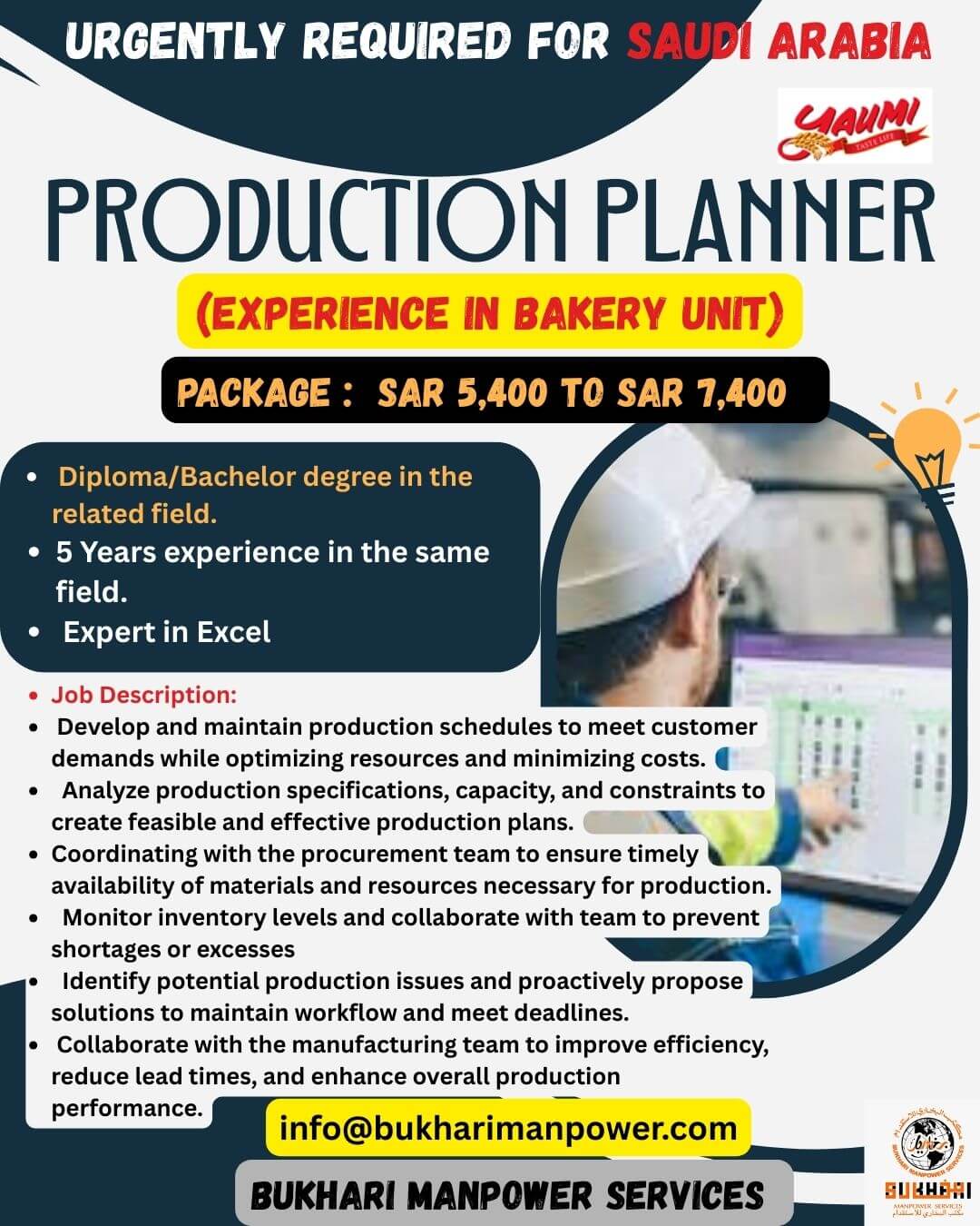 URGENTLY REQUIRED FOR SAUDI ARABIA