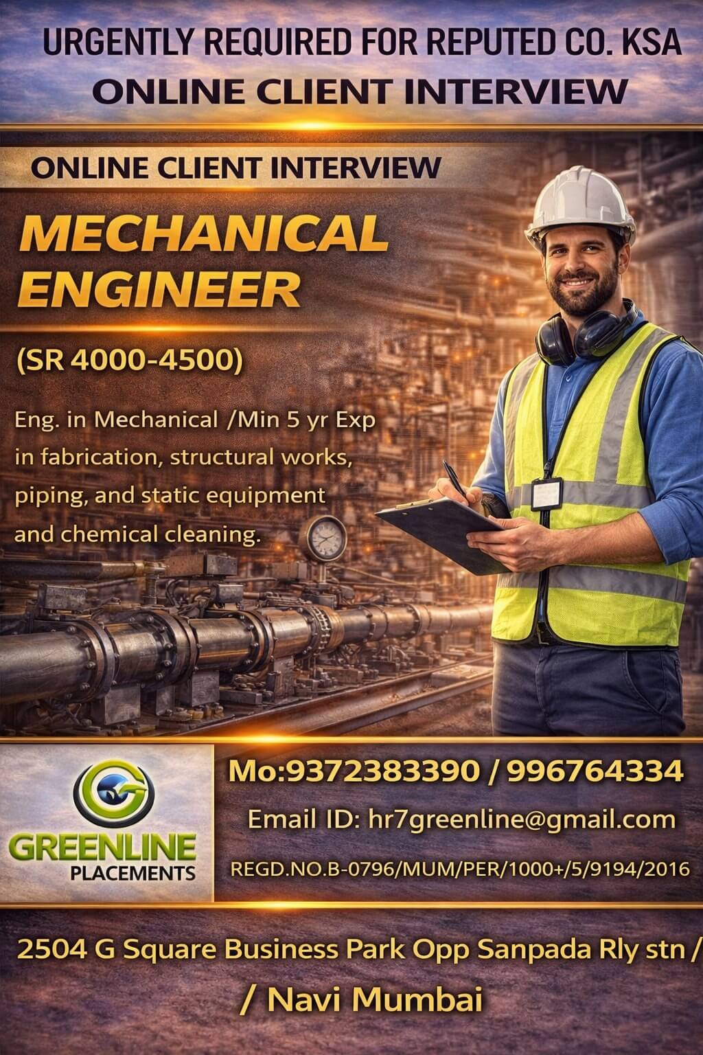 URGENTLY REQUIRED FOR REPUTED CO. KSA