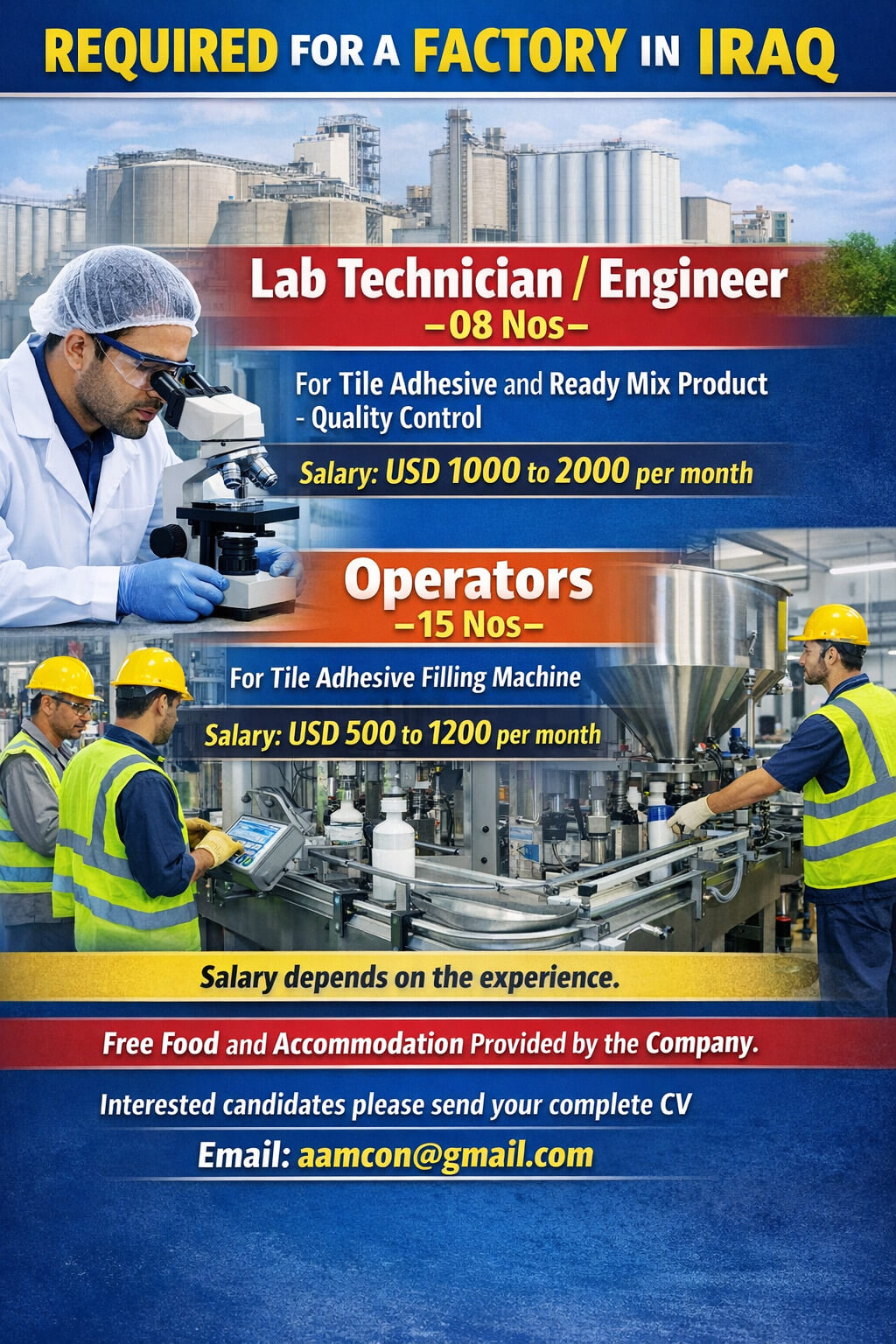 Engineers and Technicians required for Iraq Engineers and Technicians required for Iraq