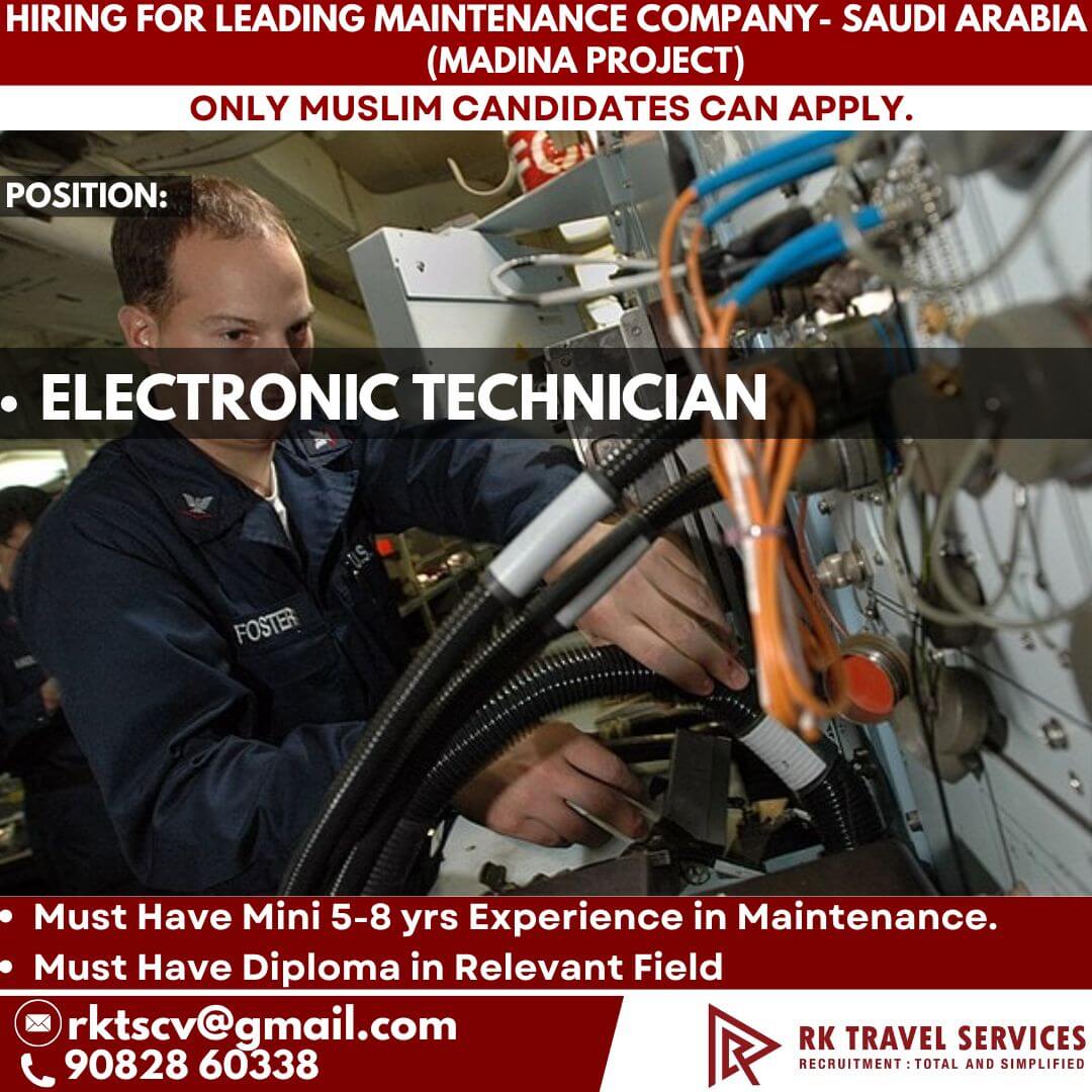 HIRING FOR LEADING Maintenance Company- Saudi Arabia Madina project