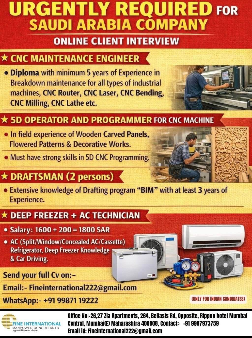 URGENTLY REQUIRED FOR SAUDI ARABIA COMPANY ONLINE CLIENT INTERVIEW URGENTLY REQUIRED FOR SAUDI ARABIA COMPANY ONLINE CLIENT INTERVIEW