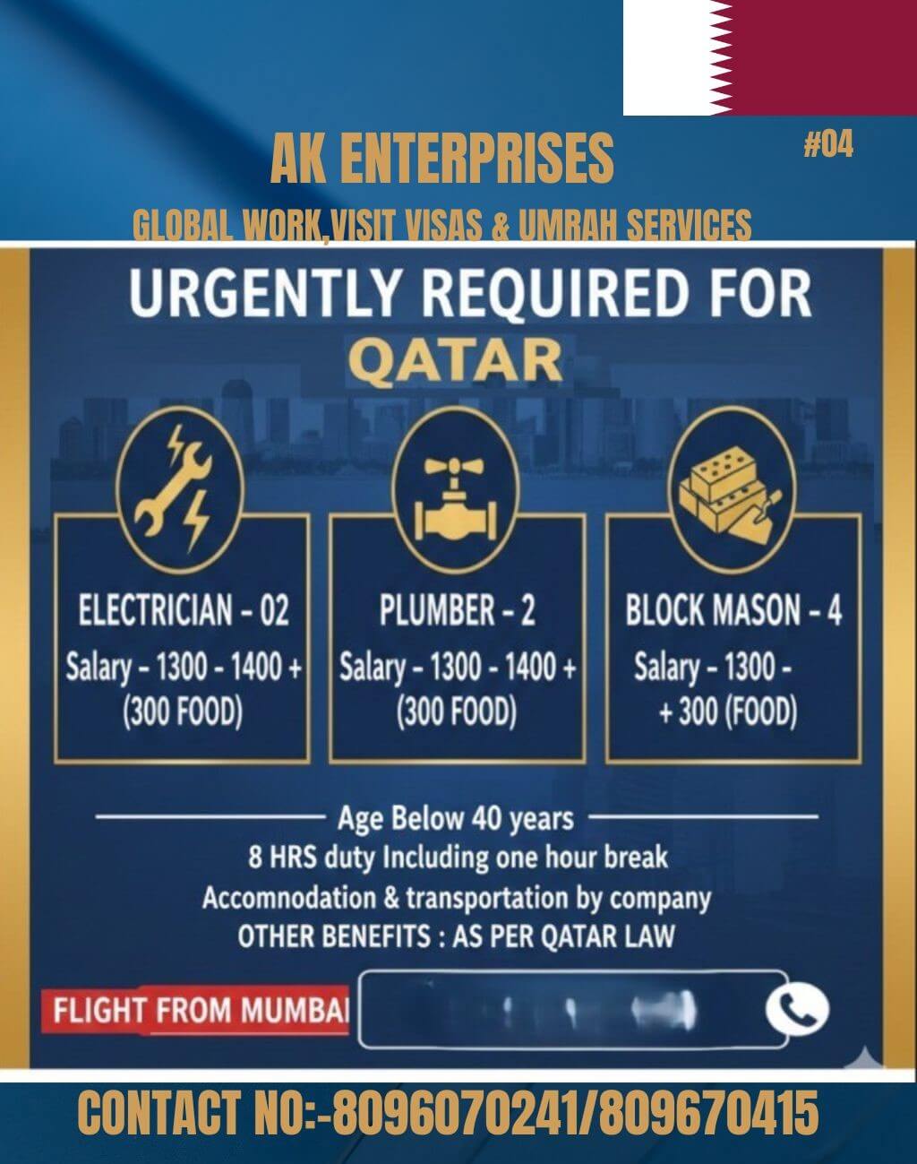 Urgently Required for Qatar