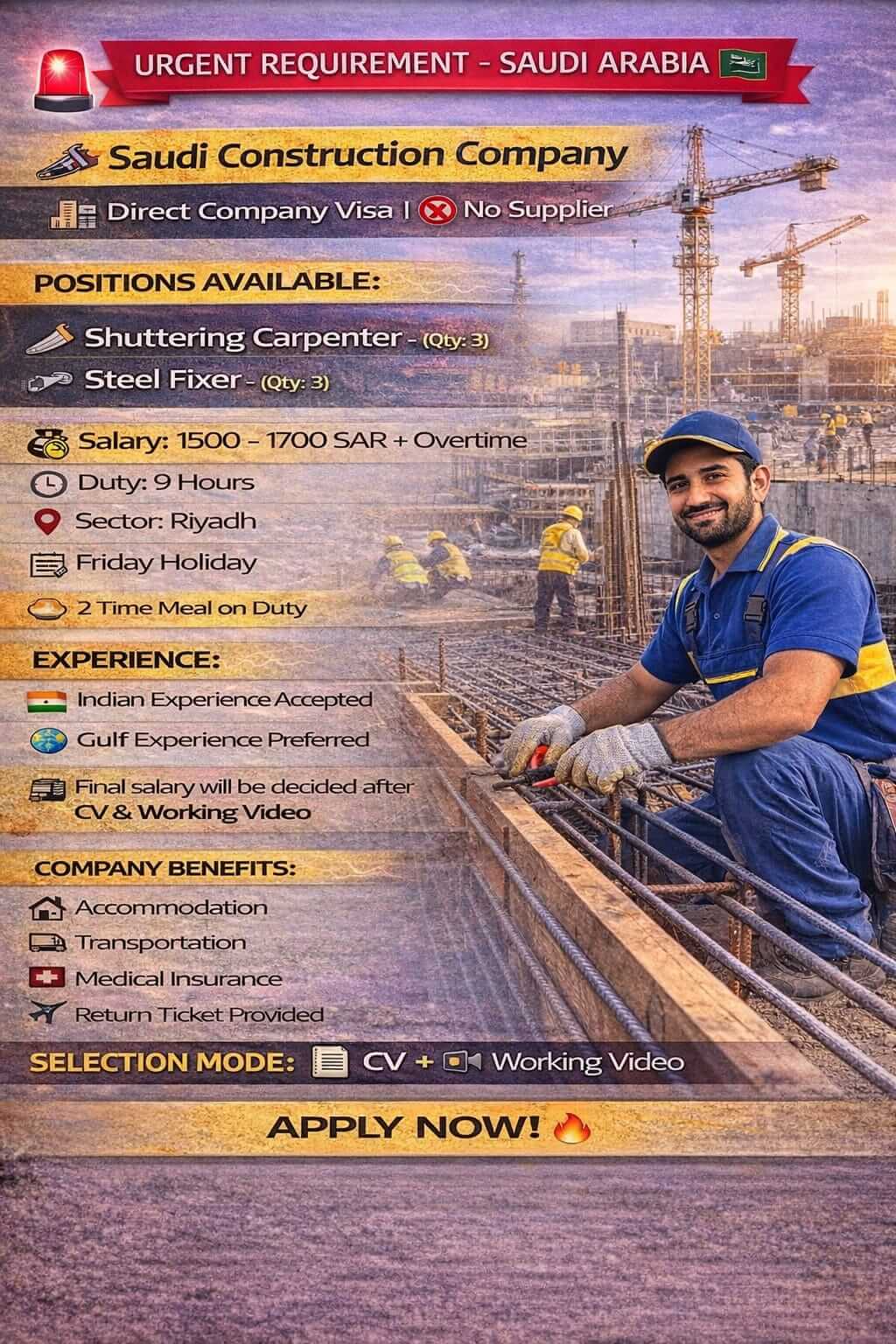 HIRING FOR SAUDI ARABIA