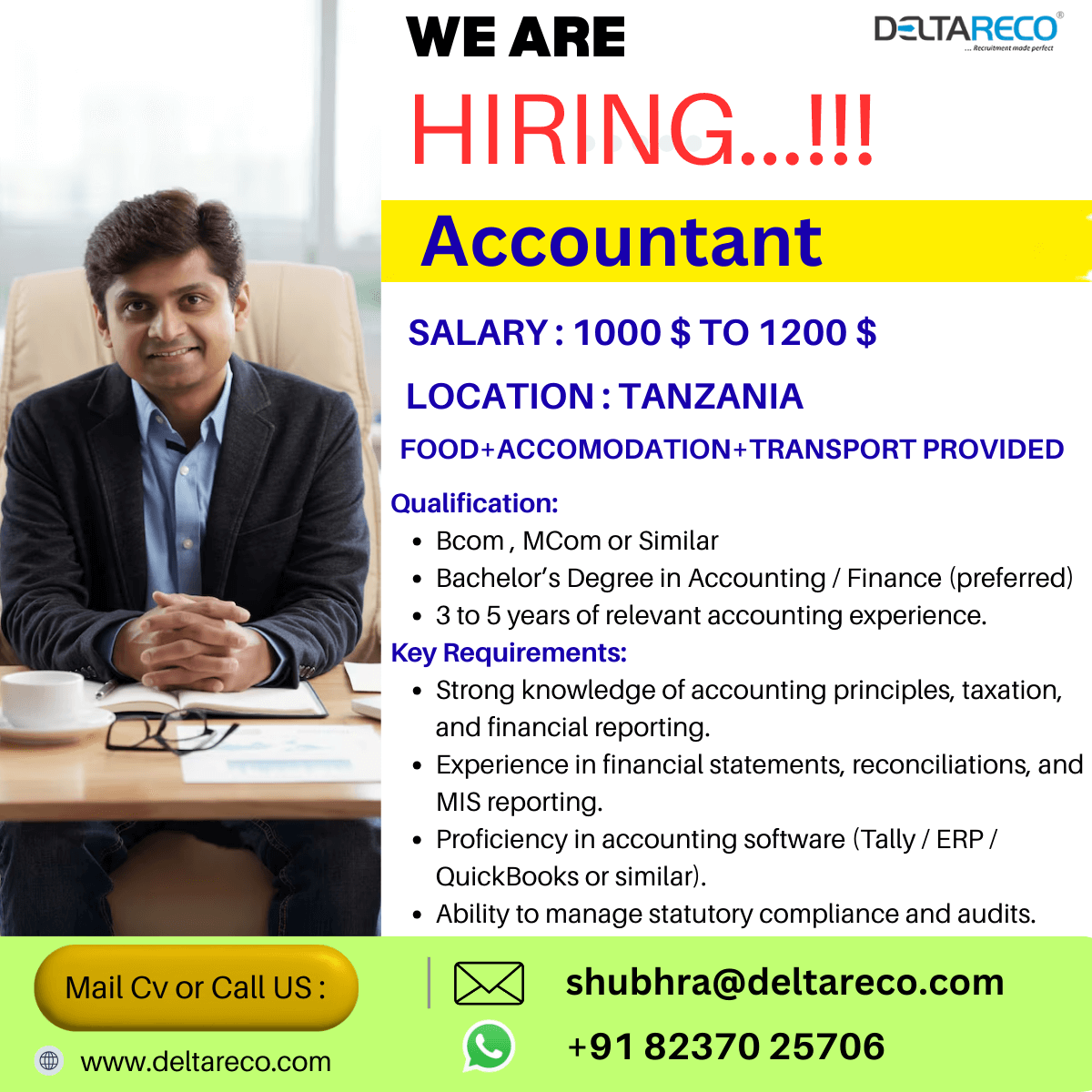 Hiring Accountant For Tanzania total 20 Vacancy for accountant