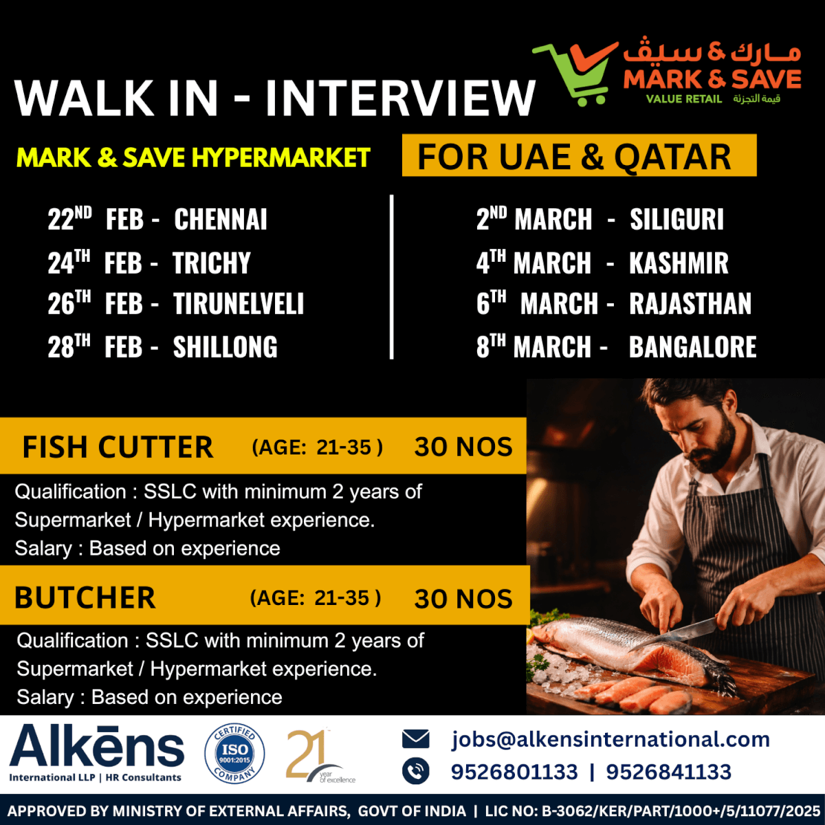 HIRING FOR MARK & SAVE HYPERMARKET UAE & QATAR