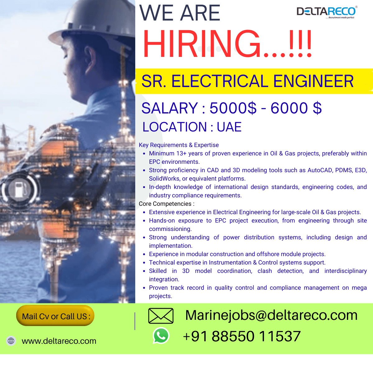 Hiring  Senior Electrical  Engineer for  UAE