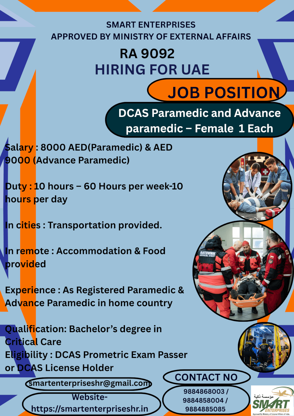 DCAS Paramedic and Advance paramedic – Female 1 Each DCAS Paramedic and Advance paramedic – Female 1 Each