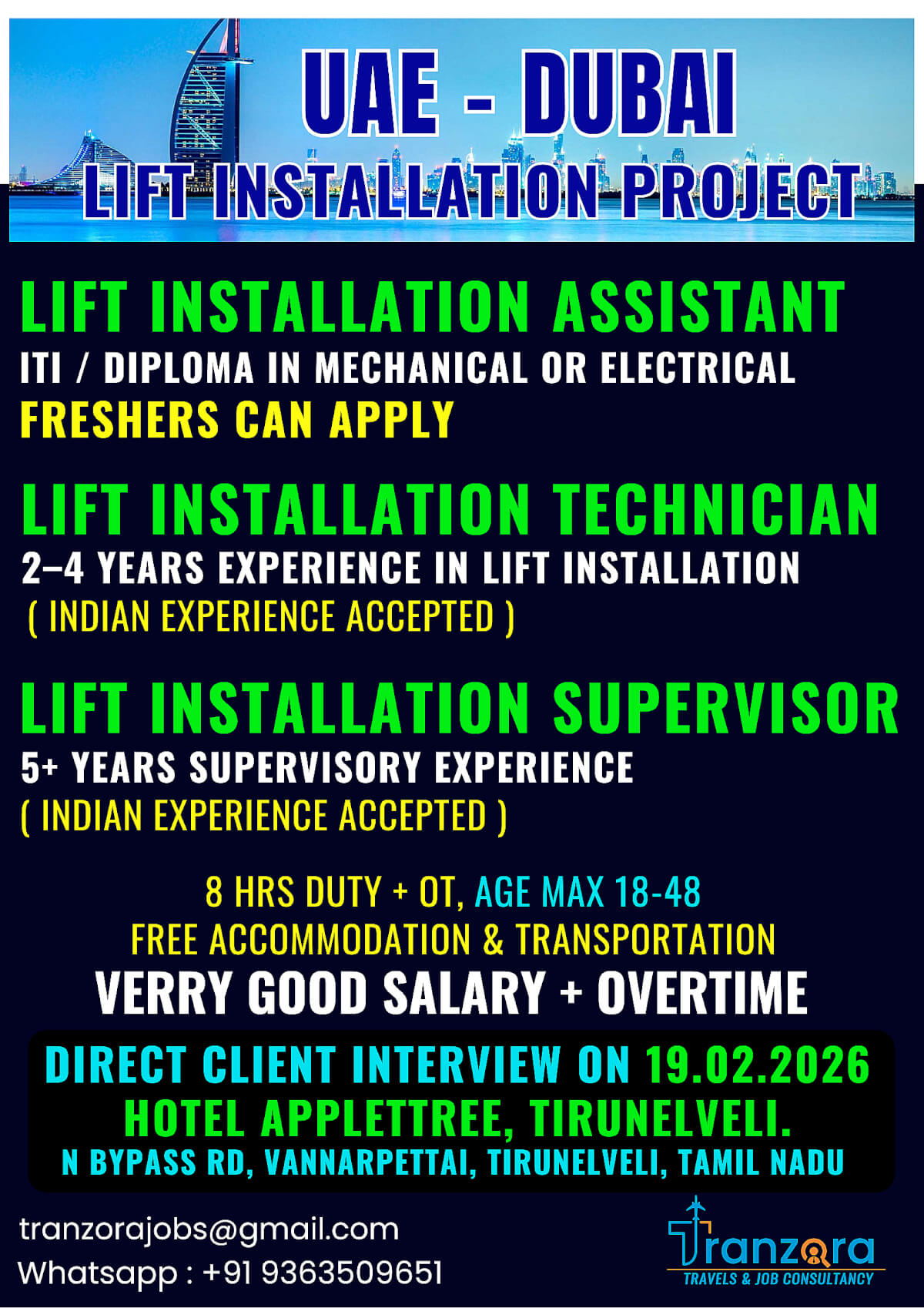 LIFT INSTALLATION PROJECT - UAE DUABI