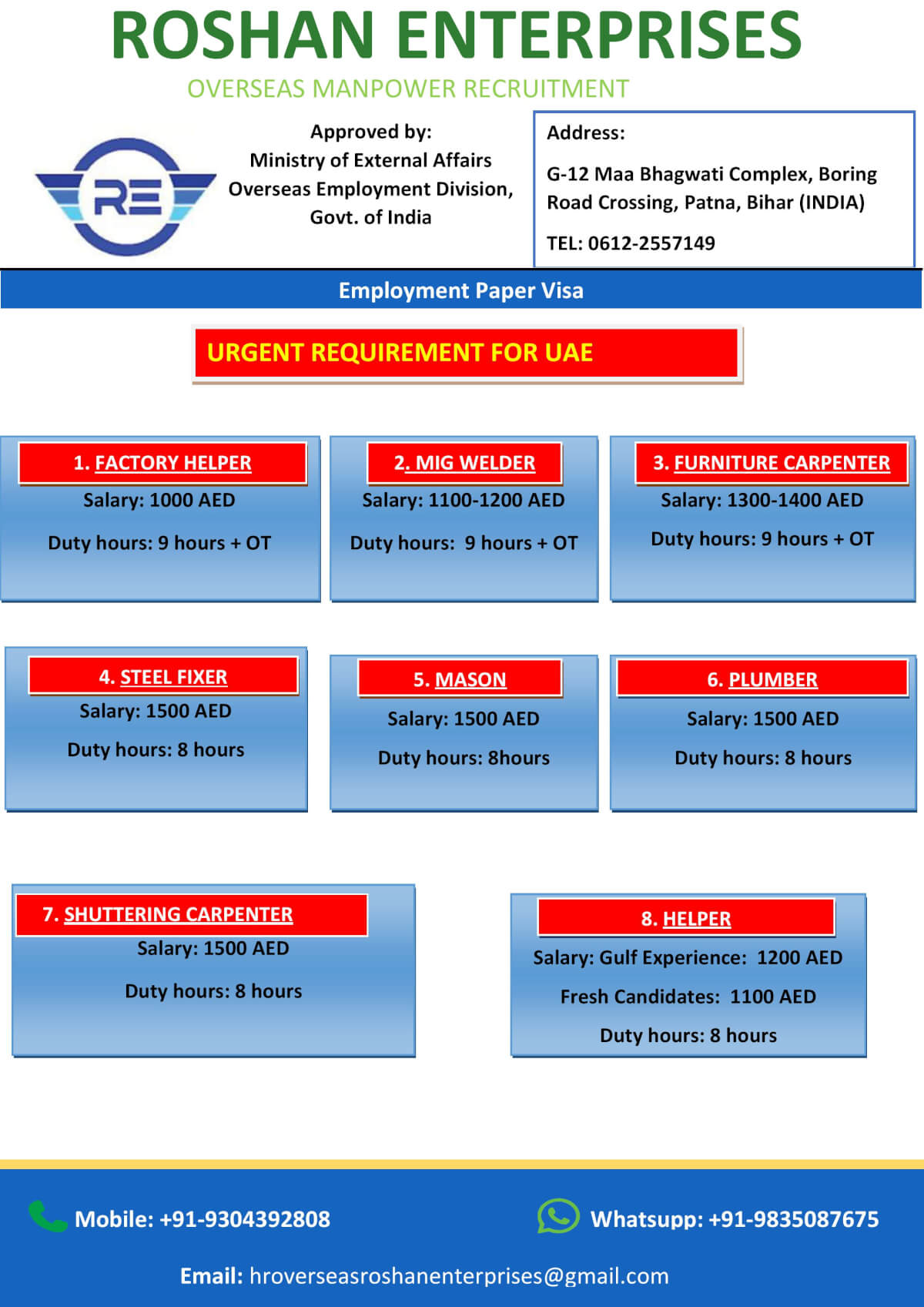 Urgent Requirement for Gulf Countries Urgent Requirement for Gulf Countries