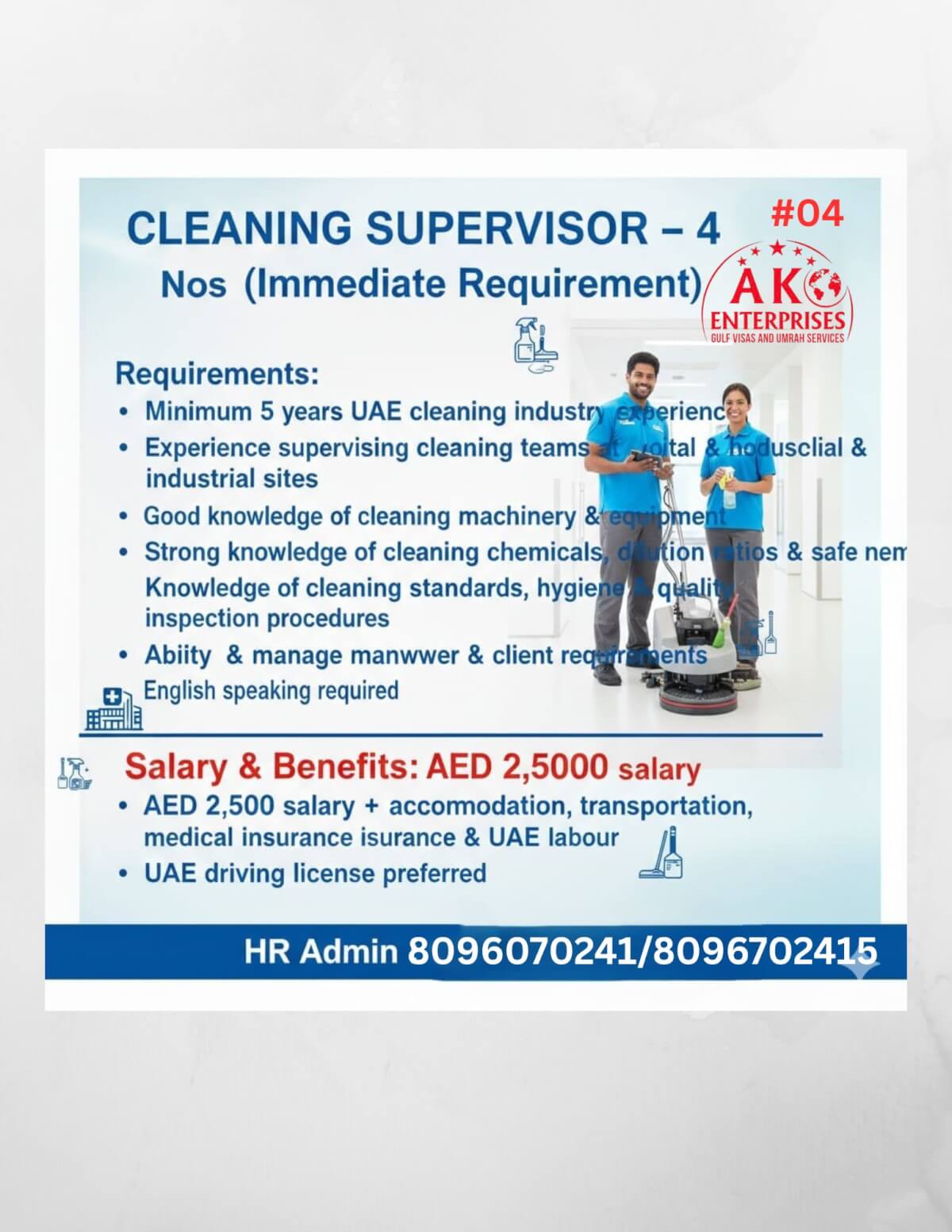 Cleaning Supervisor (immediate Requirement) UAE Cleaning Supervisor (immediate Requirement) UAE