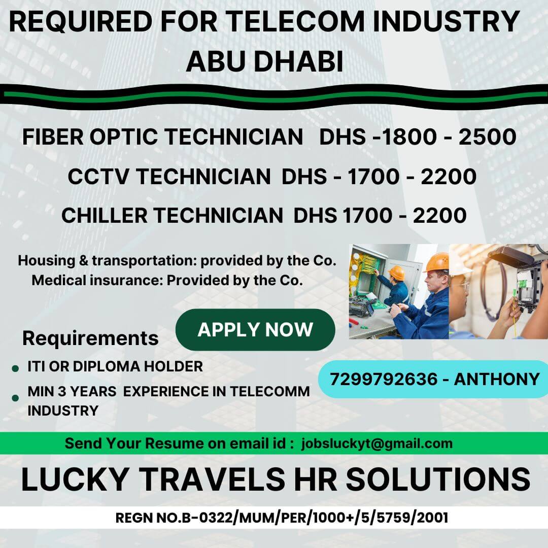 REQUIRED FOR ABU DHABI - TELECOMM - CV SELECTION ONLINE INTERVIEW