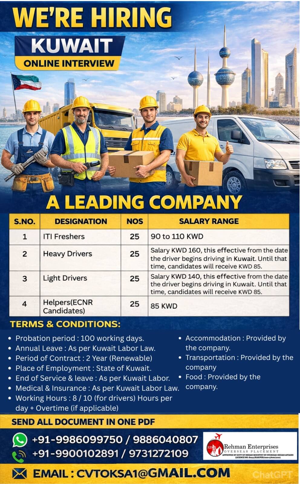 HIRING FOR KUWAIT