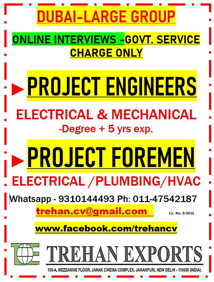 PROJECT ENGINEERS - PROJECT FOREMEN