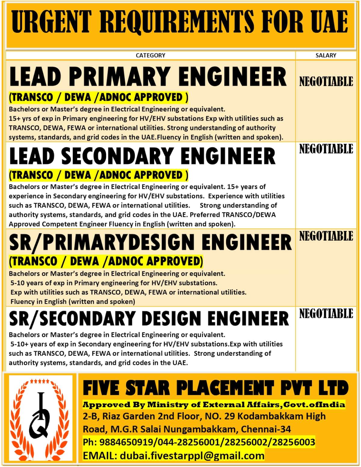 URGENTLY REQUIRED FOR DUBAI