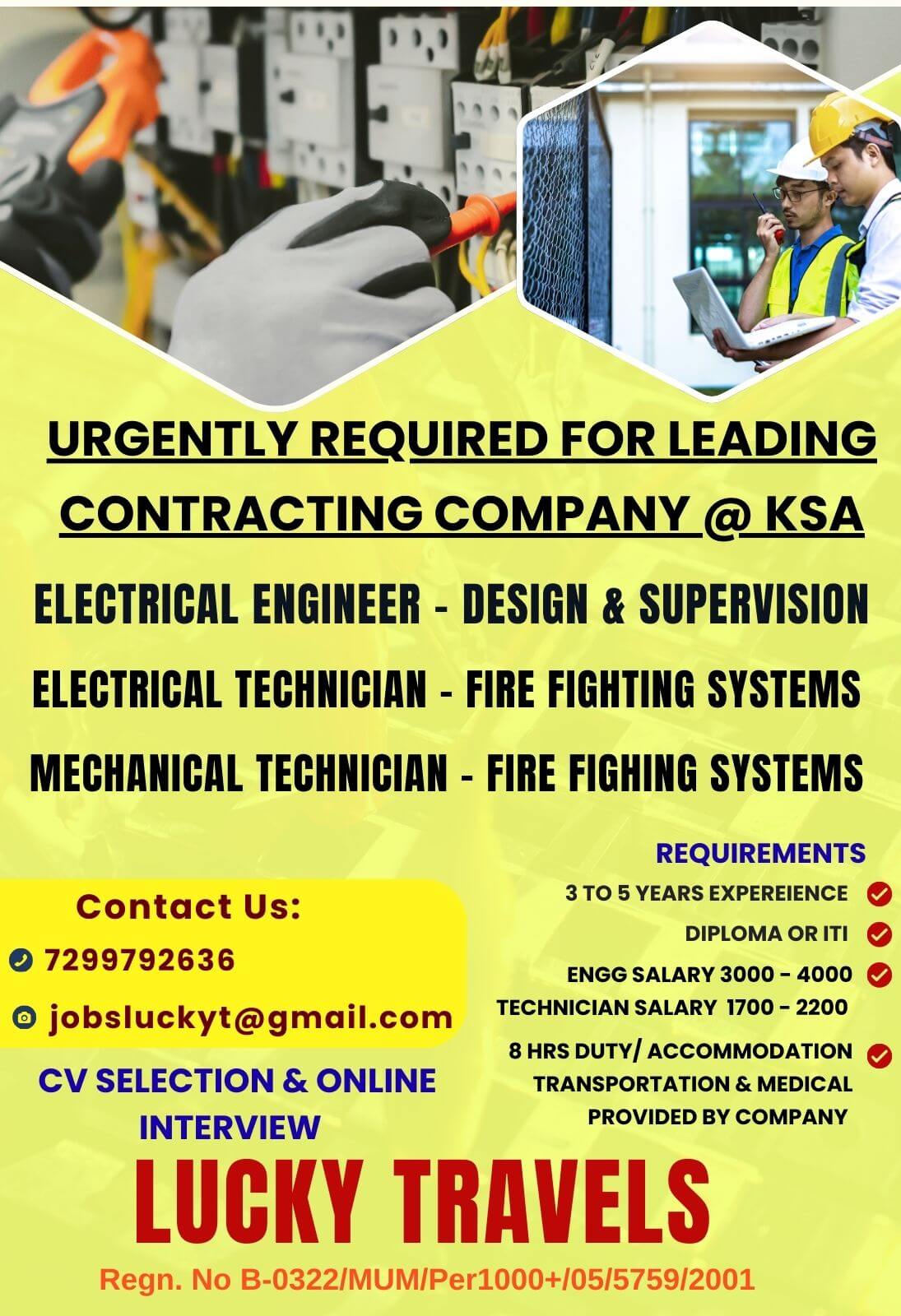 URGENT REQD FOR SAUDIA ARABIA