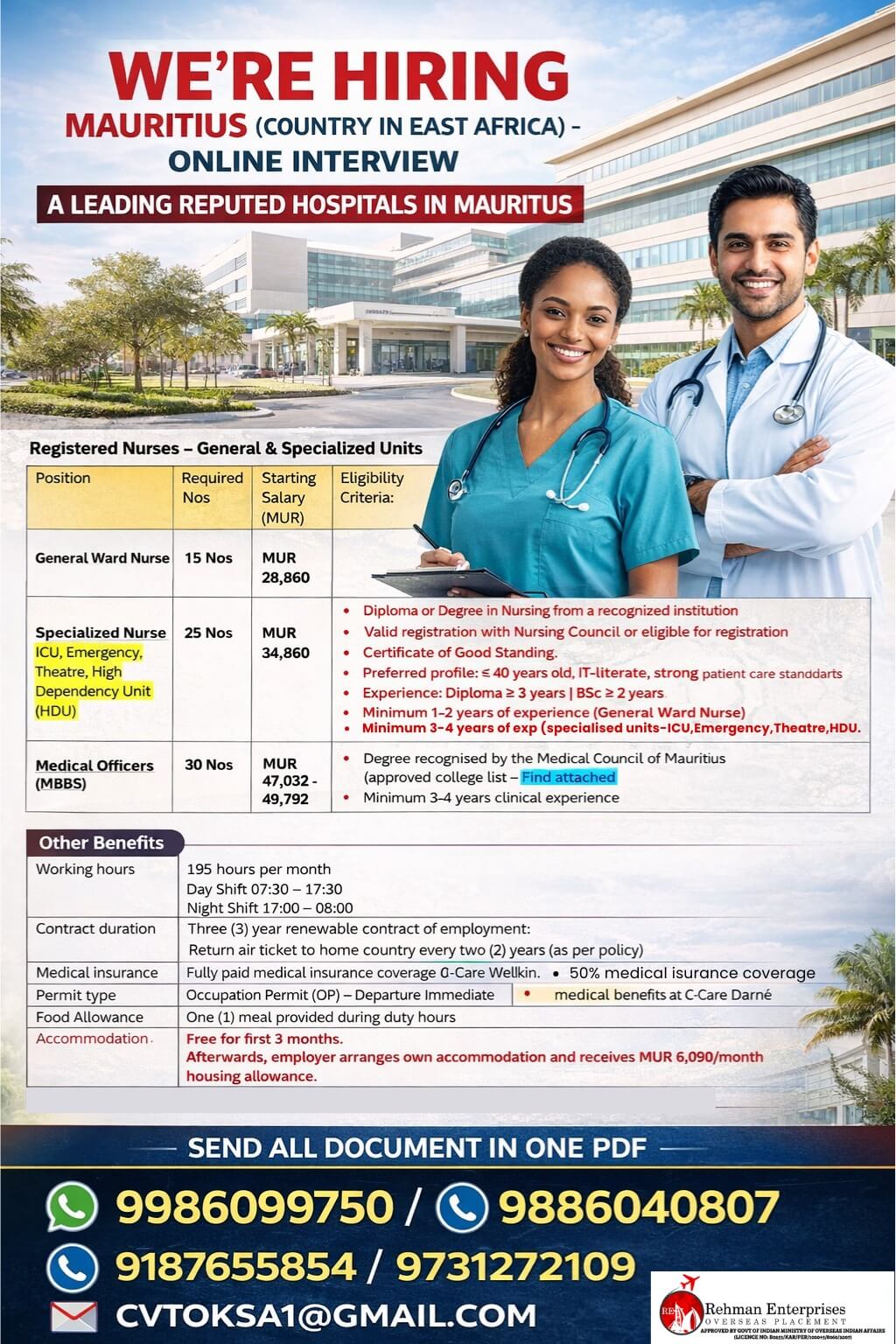 HIRING FOR MAURITIUS-ONLINE INTERVIEW