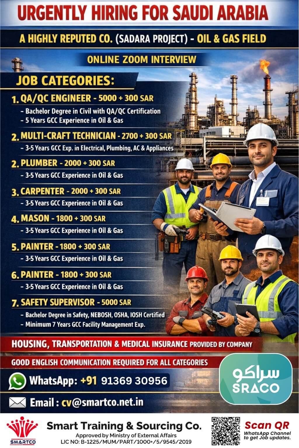 URGENTLY HIRING FOR SAUDI ARABIA A HIGHLY REPUTED CO. (SADARA PROJECT) - OIL & GAS FIELD URGENTLY HIRING FOR SAUDI ARABIA A HIGHLY REPUTED CO. (SADARA PROJECT) - OIL & GAS FIELD
