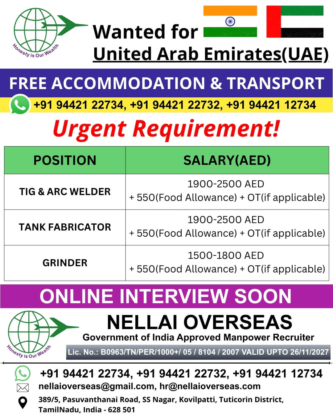 WANTED FOR UAE WANTED FOR UAE
