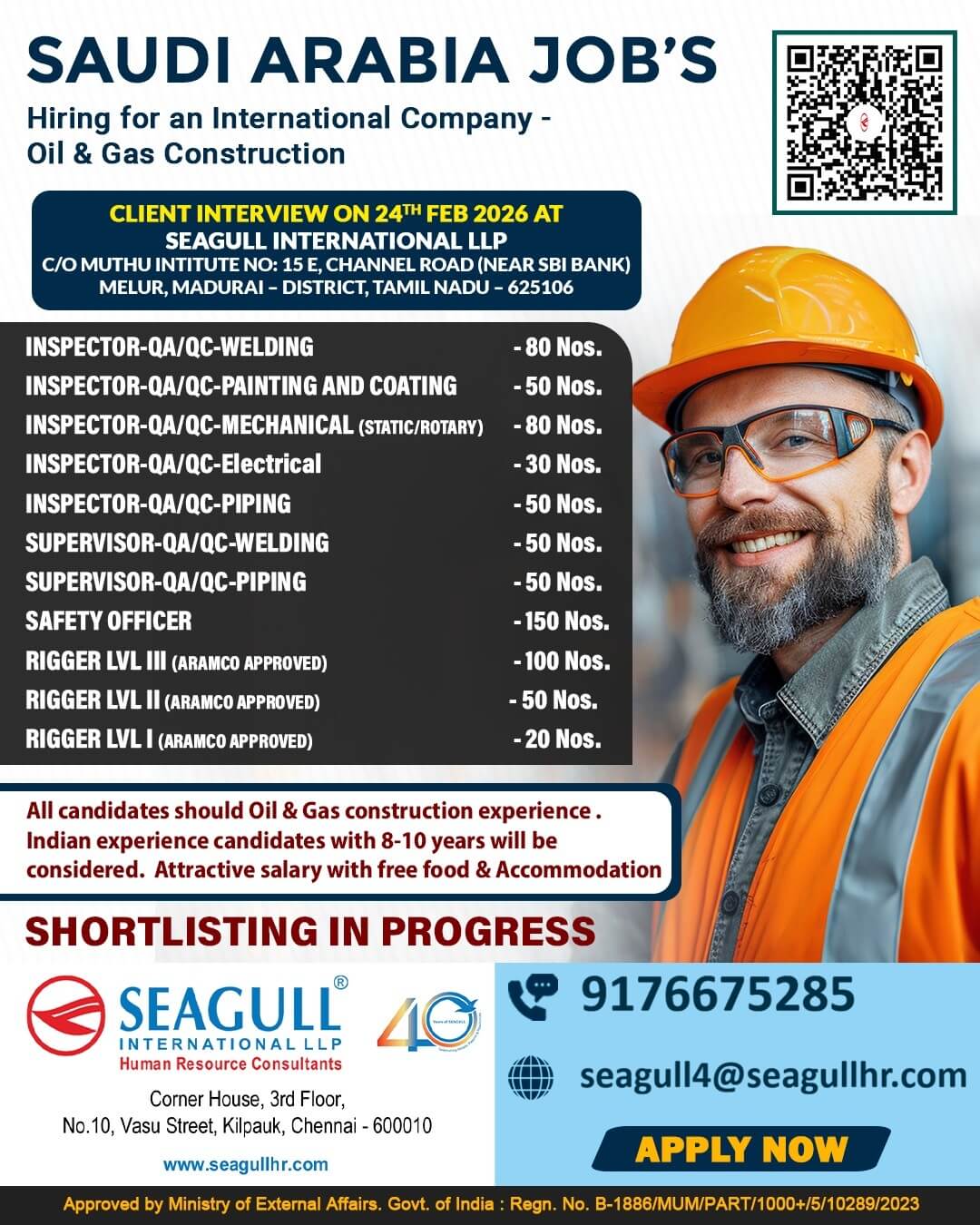 VERY URGENT REQUIREMENTS FOR OIL & GAS LONG TIME PROJECT AT SAUDI ARABIA - KSA VERY URGENT REQUIREMENTS FOR OIL & GAS LONG TIME PROJECT AT SAUDI ARABIA - KSA