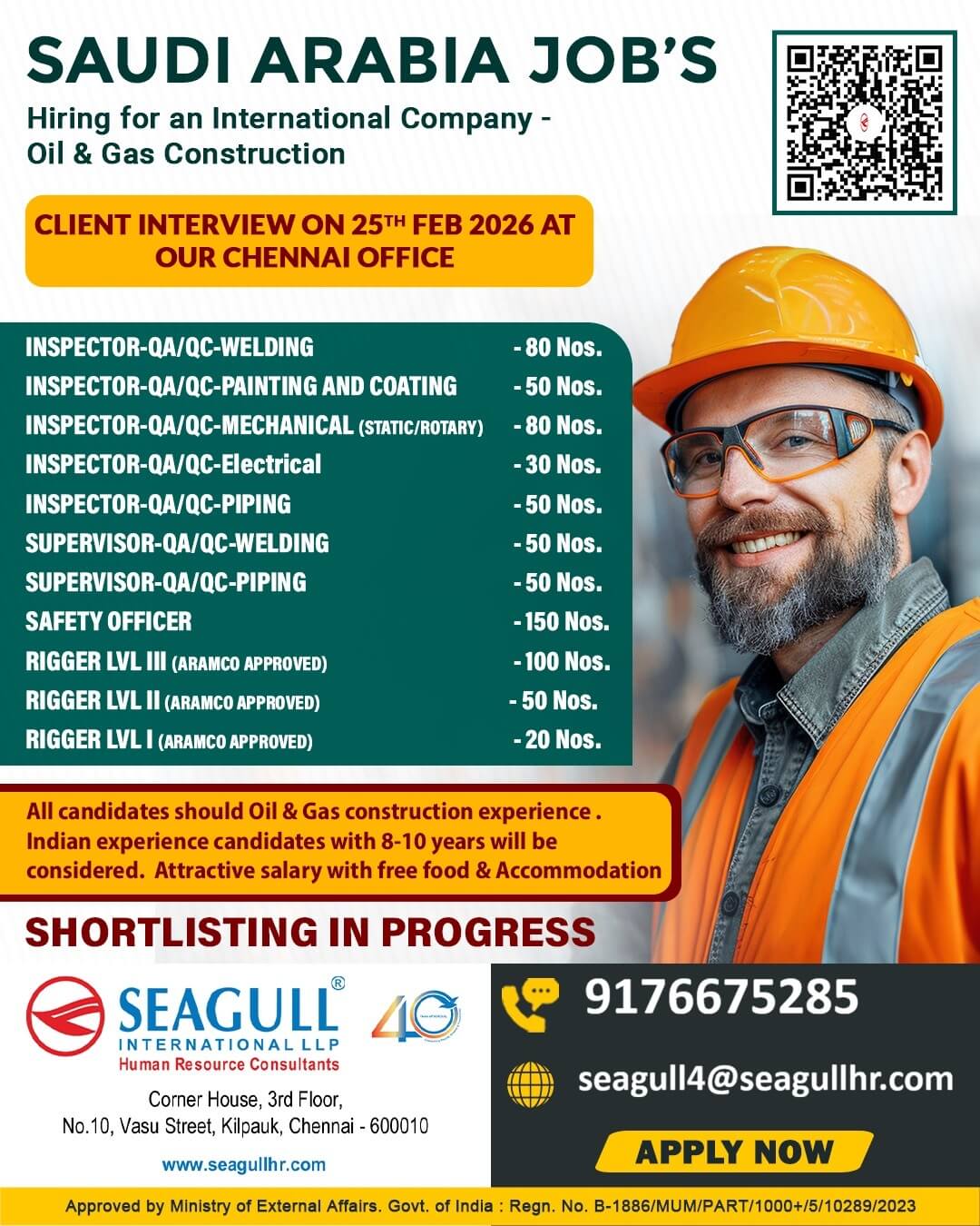 VERY URGENT REQUIREMENTS FOR OIL & GAS LONG TIME PROJECT AT SAUDI ARABIA - KSA VERY URGENT REQUIREMENTS FOR OIL & GAS LONG TIME PROJECT AT SAUDI ARABIA - KSA