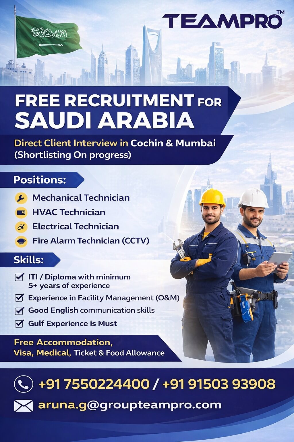 Technicians – Facility Management (Saudi Arabia)