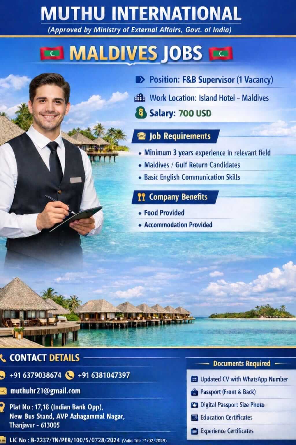 WANTED FOR MALDIVES WANTED FOR MALDIVES