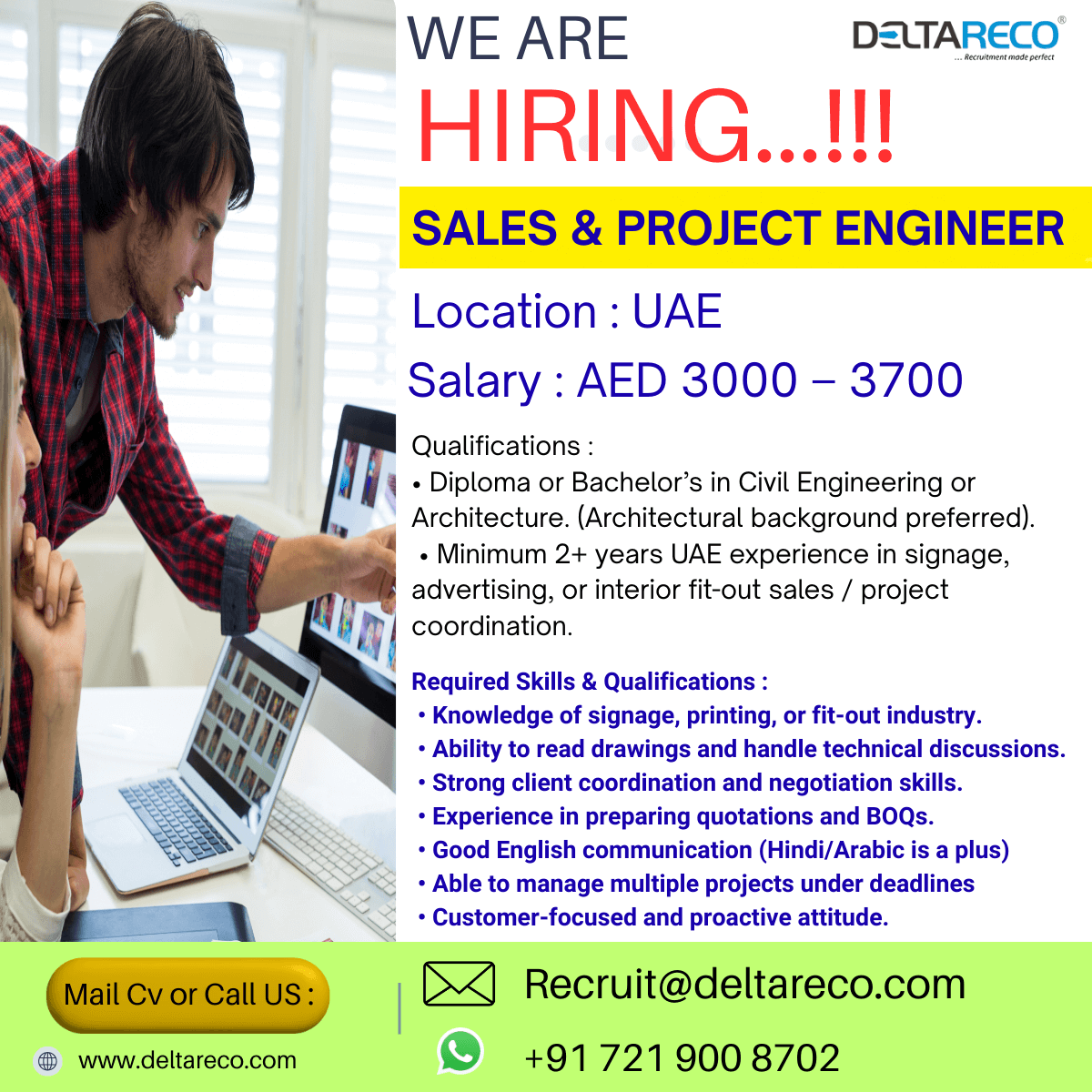 Hiring Sales and Project Engineer for Dubai UAE Hiring Sales and Project Engineer for Dubai UAE