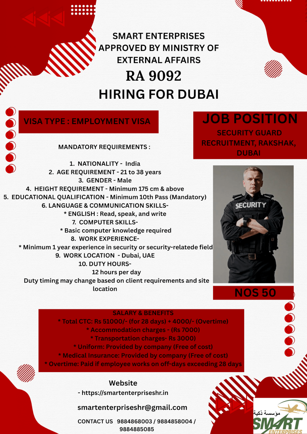 URGENT REQUIREMENT FOR DUBAI
