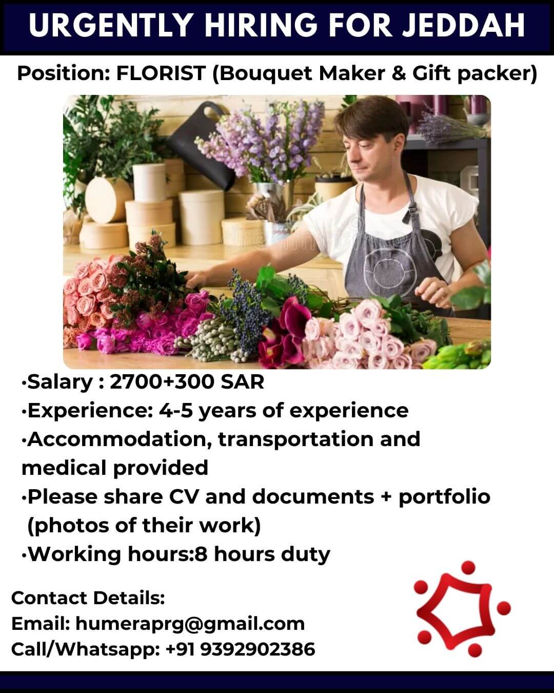 URGENTLY HIRING FOR SAUDI ARABIA