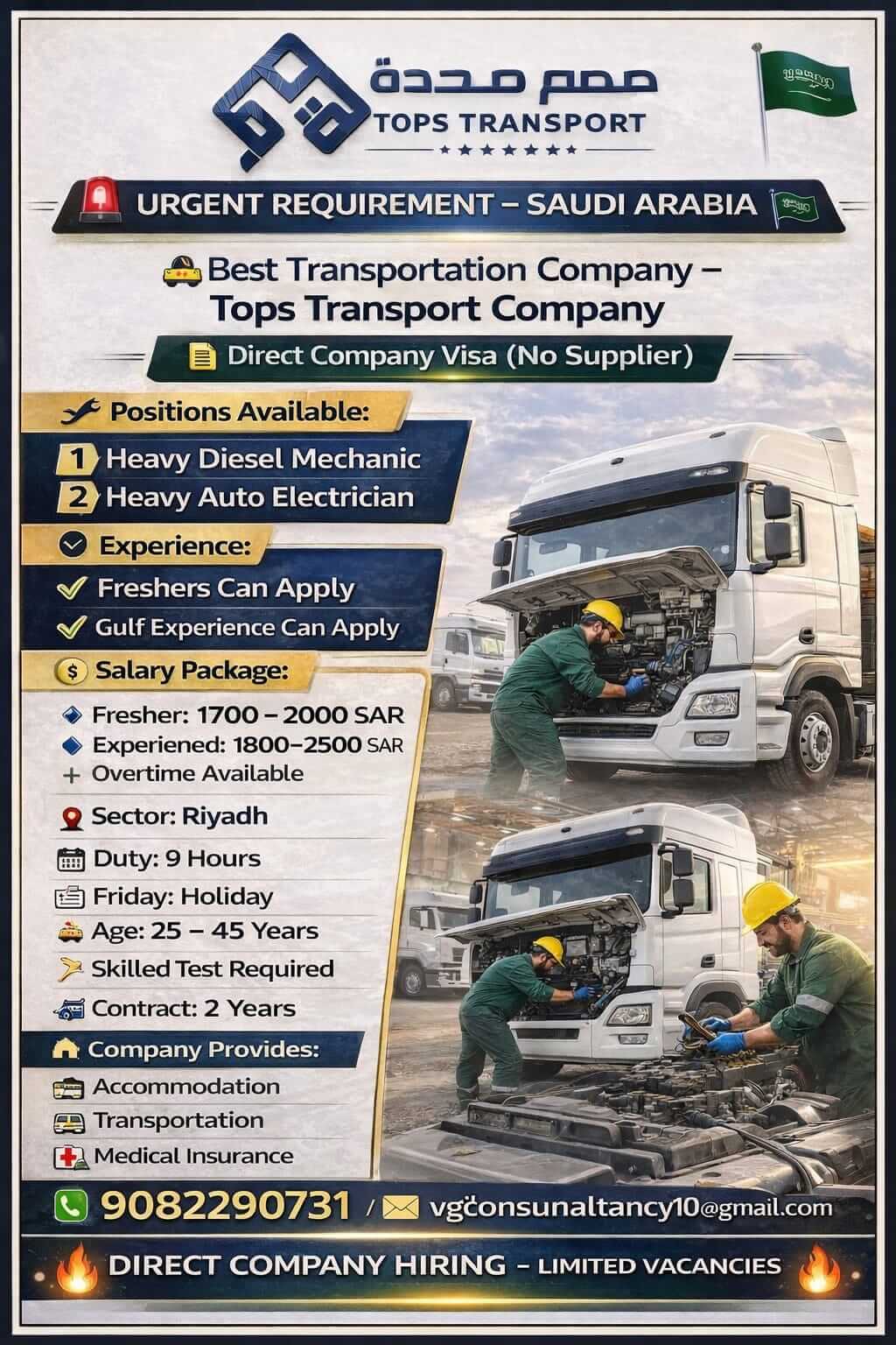 Urgent Requirement – Saudi Arabia