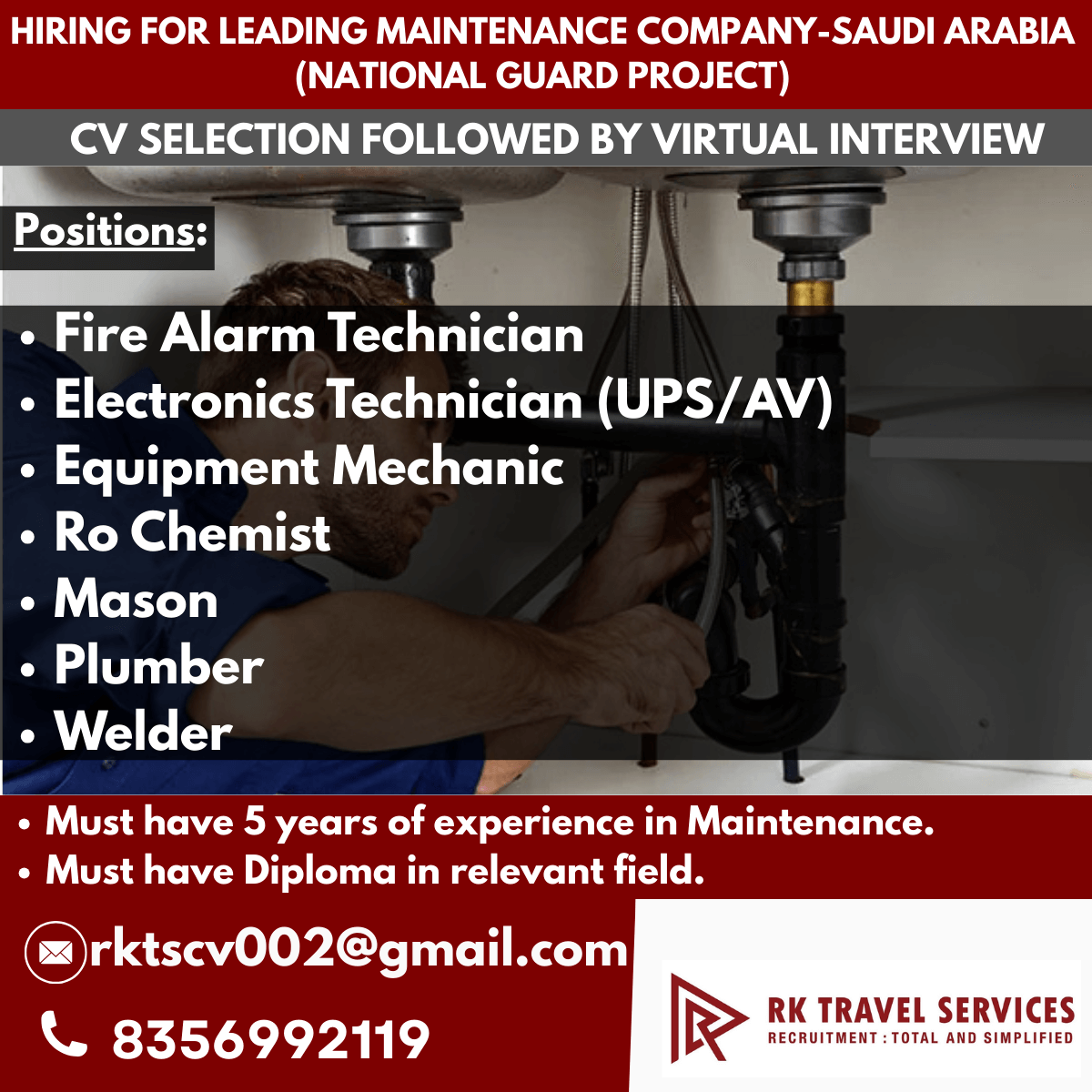 HIRING FOR LEADING MAINTENANCE COMPANY-SAUDI ARABIA (NATIONAL GUARD PROJECT) HIRING FOR LEADING MAINTENANCE COMPANY-SAUDI ARABIA (NATIONAL GUARD PROJECT)