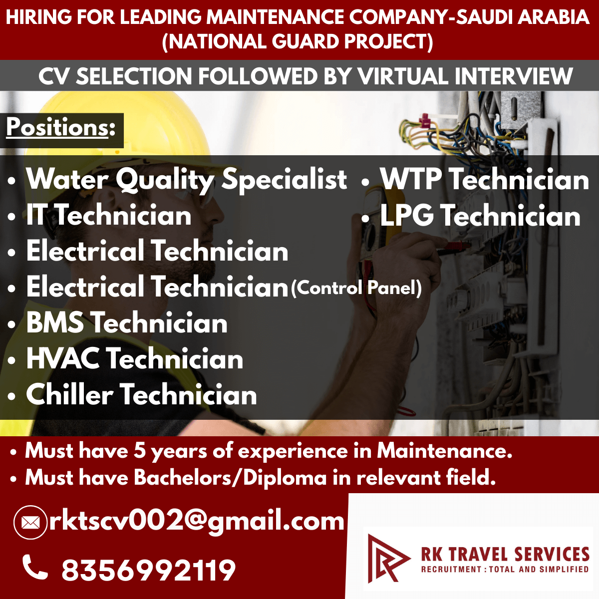 HIRING FOR LEADING MAINTENANCE COMPANY-SAUDI ARABIA (NATIONAL GUARD PROJECT) HIRING FOR LEADING MAINTENANCE COMPANY-SAUDI ARABIA (NATIONAL GUARD PROJECT)