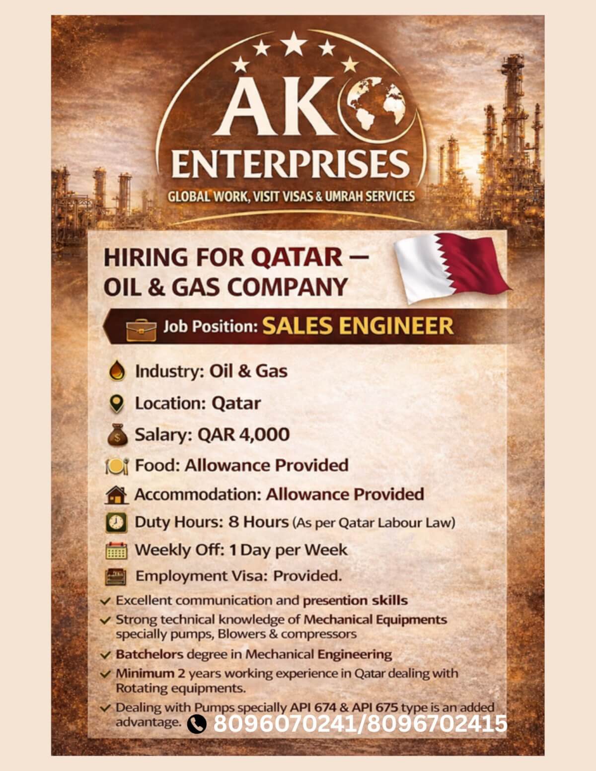 Hiring for Qatar – Oil & Gas Company