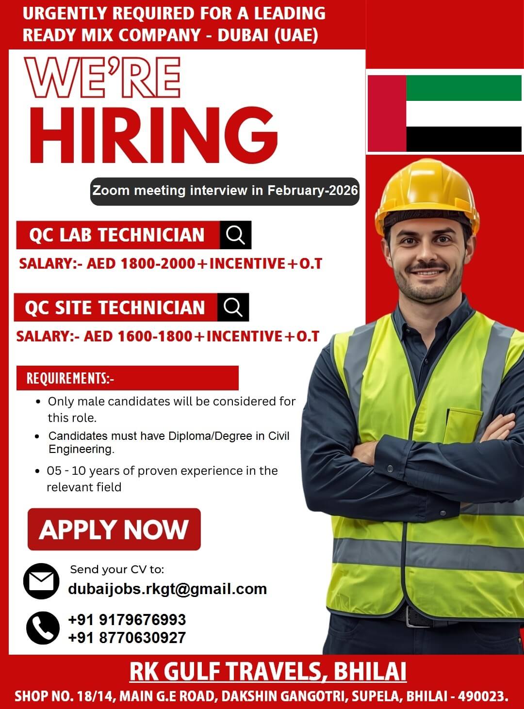 HIRING FOR A LEADING READYMIX COMPANY - DUBAI (UAE).