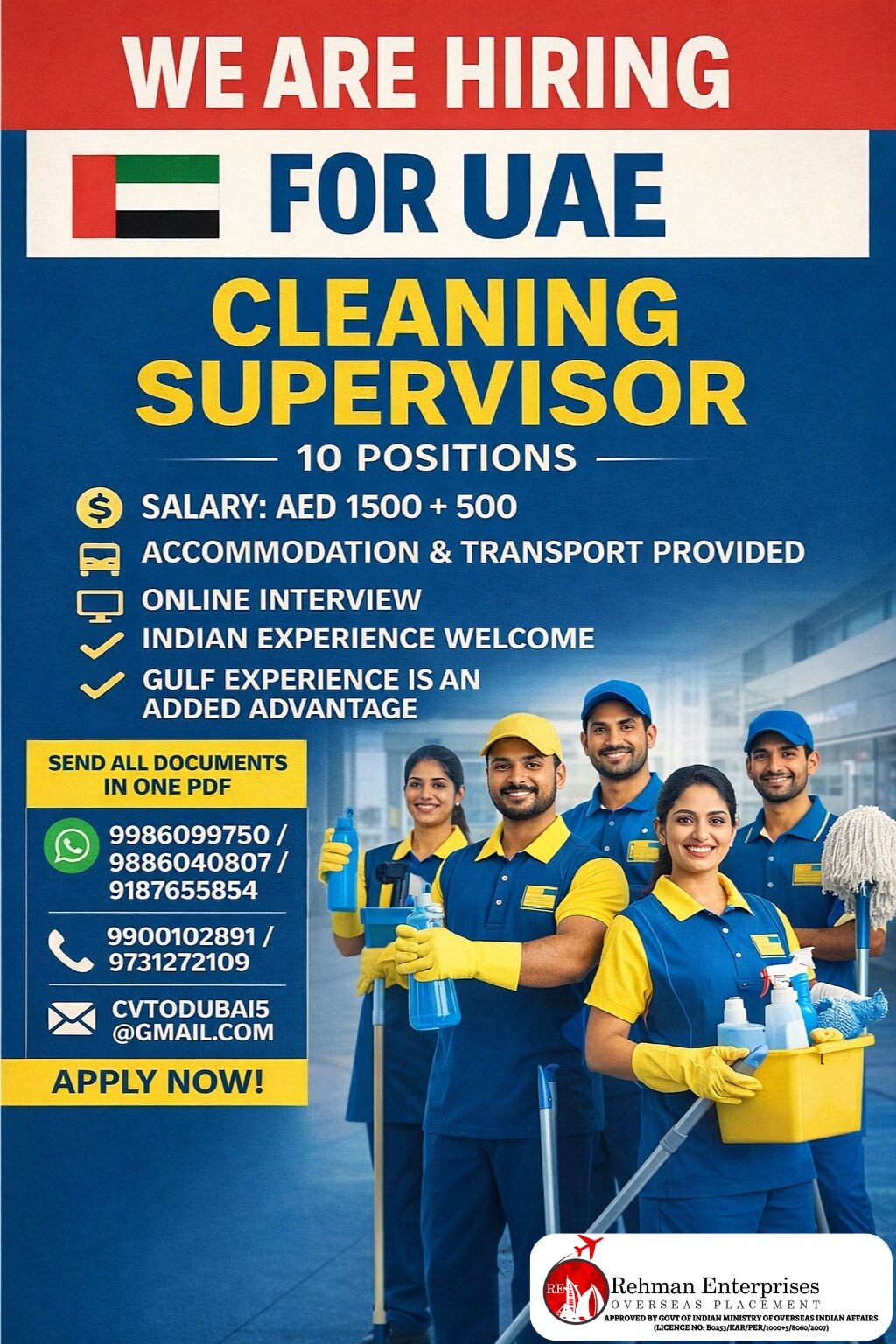 HIRING FOR UAE-CLEANING SUPERVISOR