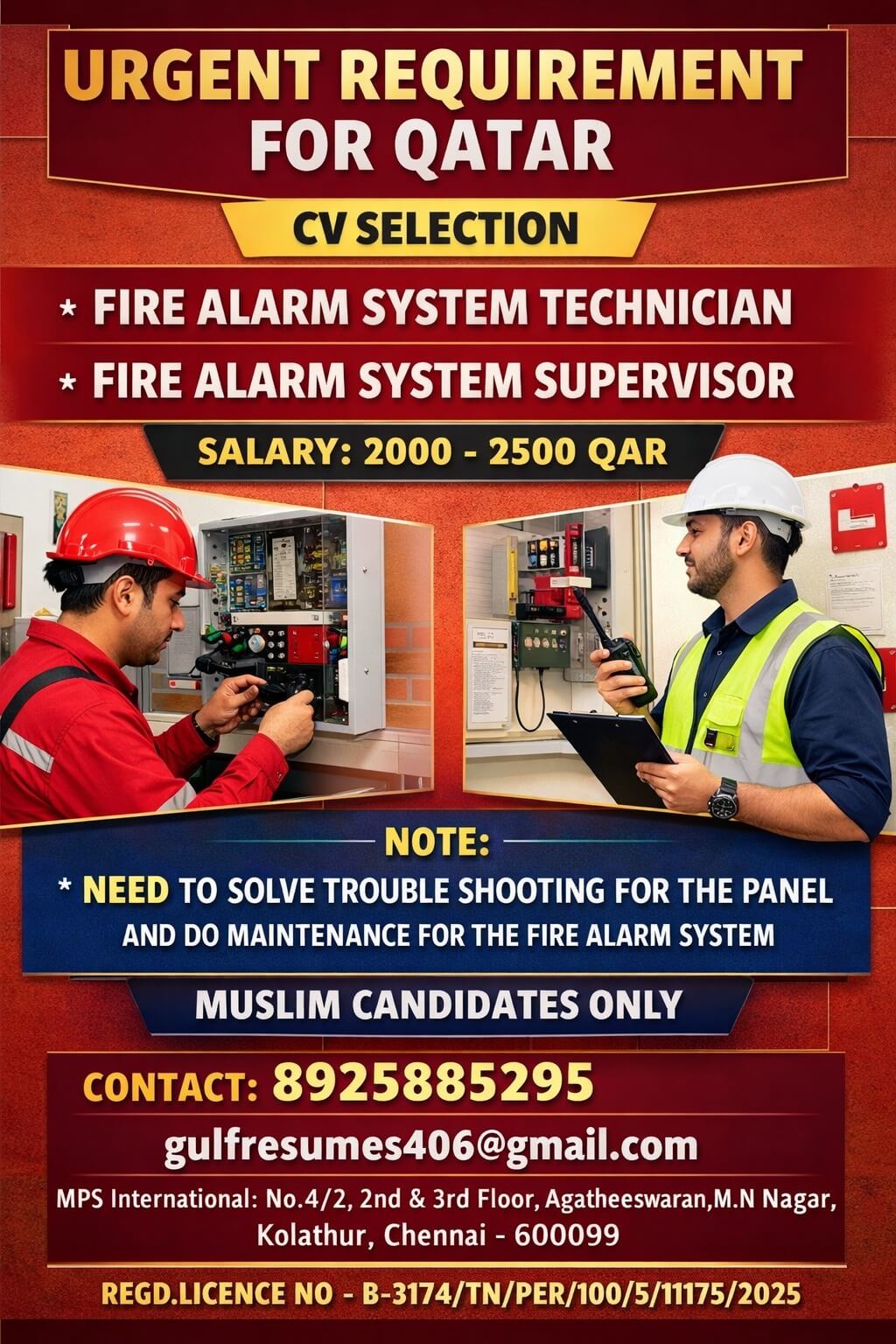 URGENT REQUIREMENT FOR QATAR CV SELECTION