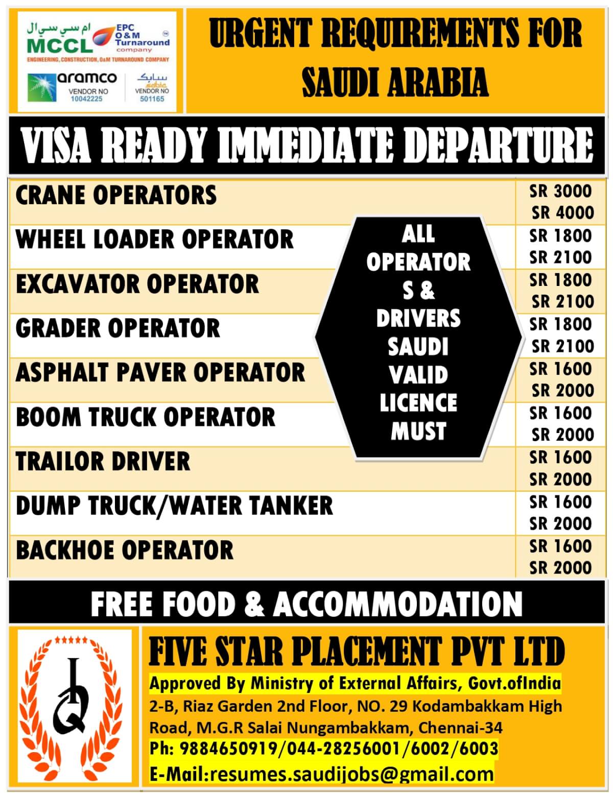 URGENT REQUIREMENT FOR SAUDI ARABIA URGENT REQUIREMENT FOR SAUDI ARABIA