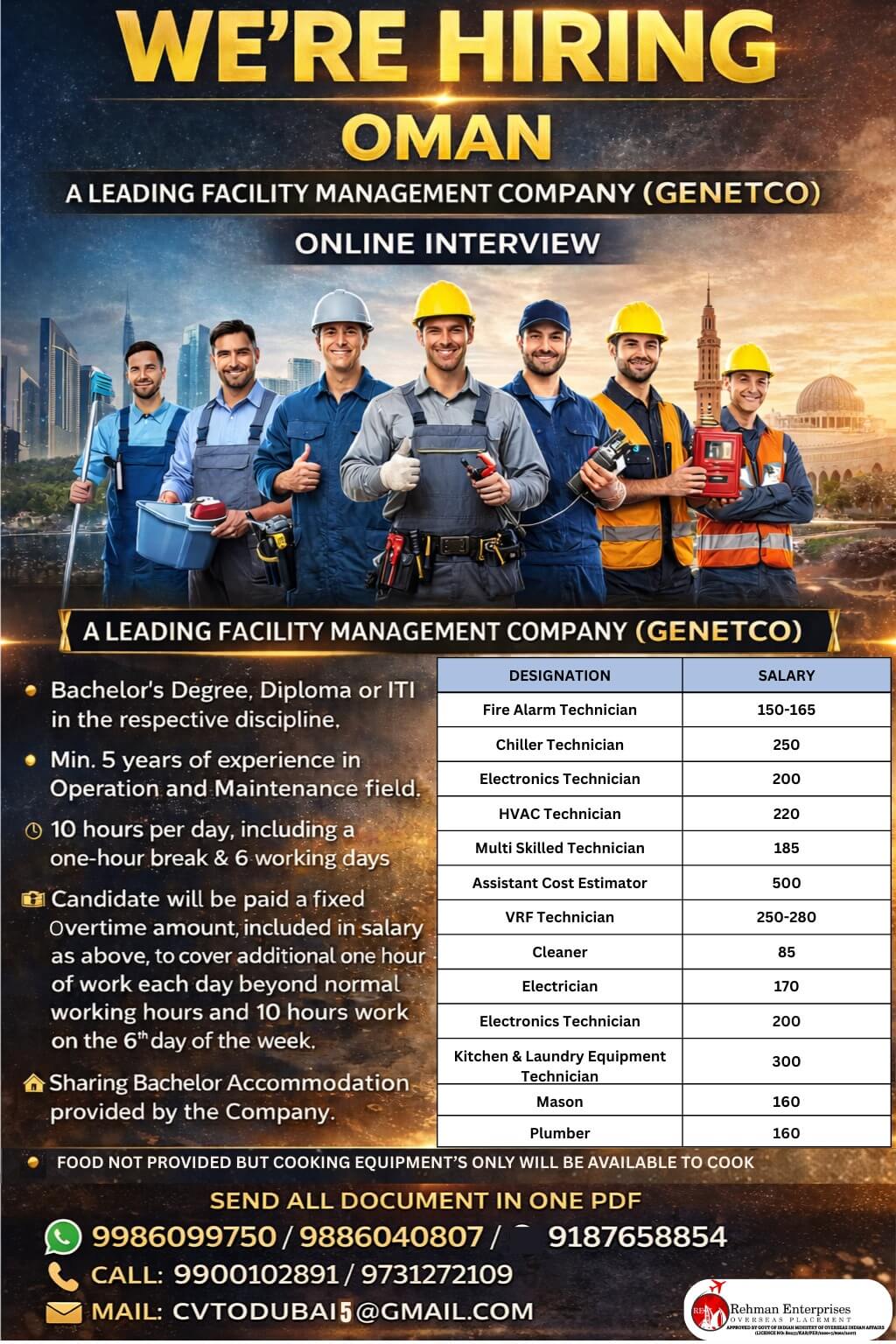 HIRING FOR OMAN HIRING FOR OMAN
