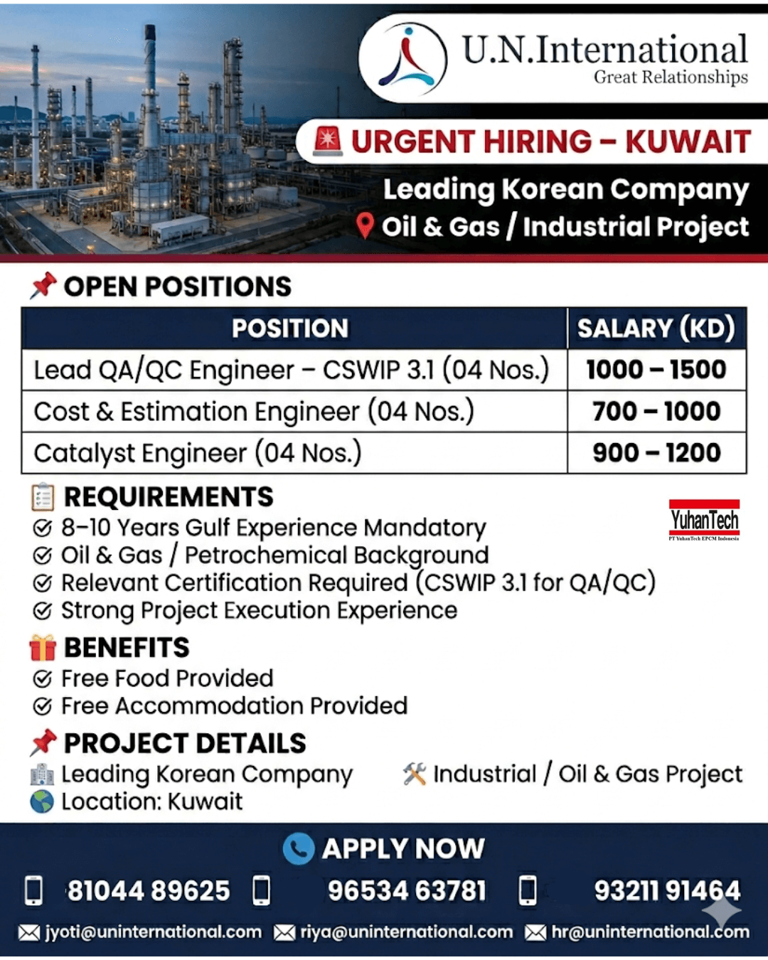 Lead QA QC Engineers & Cost Estimation Engineers - Kuwait - Long Term Projects Lead QA QC Engineers & Cost Estimation Engineers - Kuwait - Long Term Projects