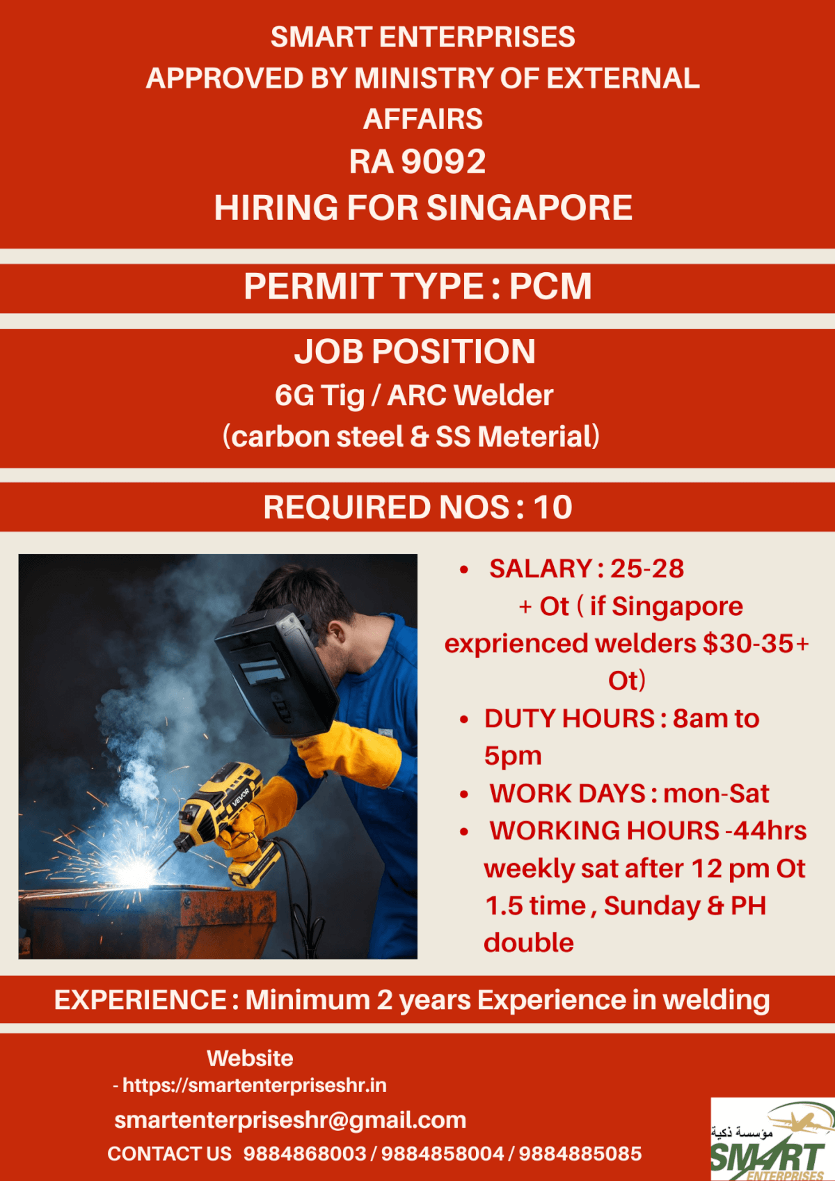 URGENT REQUIREMENT FOR SINGAPORE