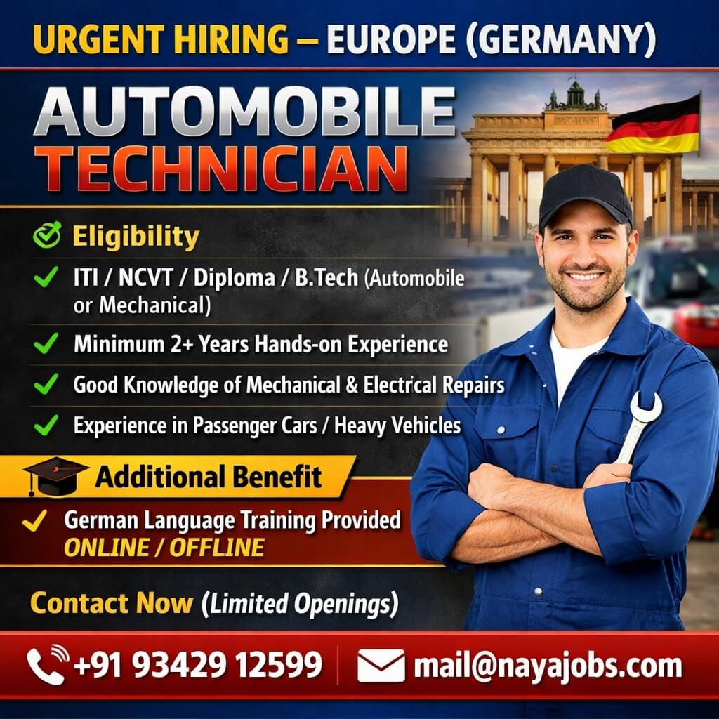 URGENT HIRING FOR GERMANY Automobile Technician