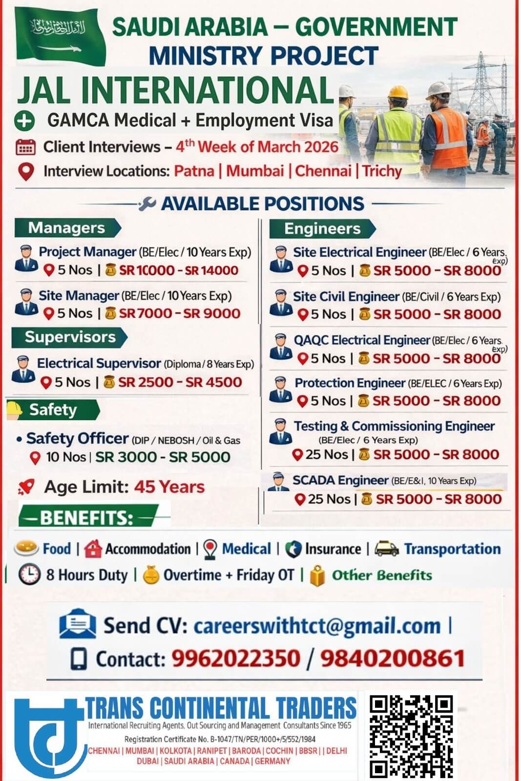 HIRING FOR JAL INTERNATIONAL-SAUDI ARABIA