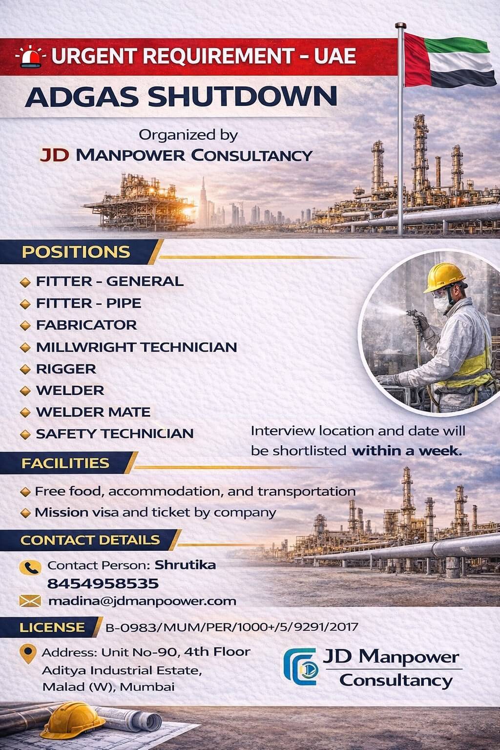 URGENT HIRING FOR UAE LONG TERM